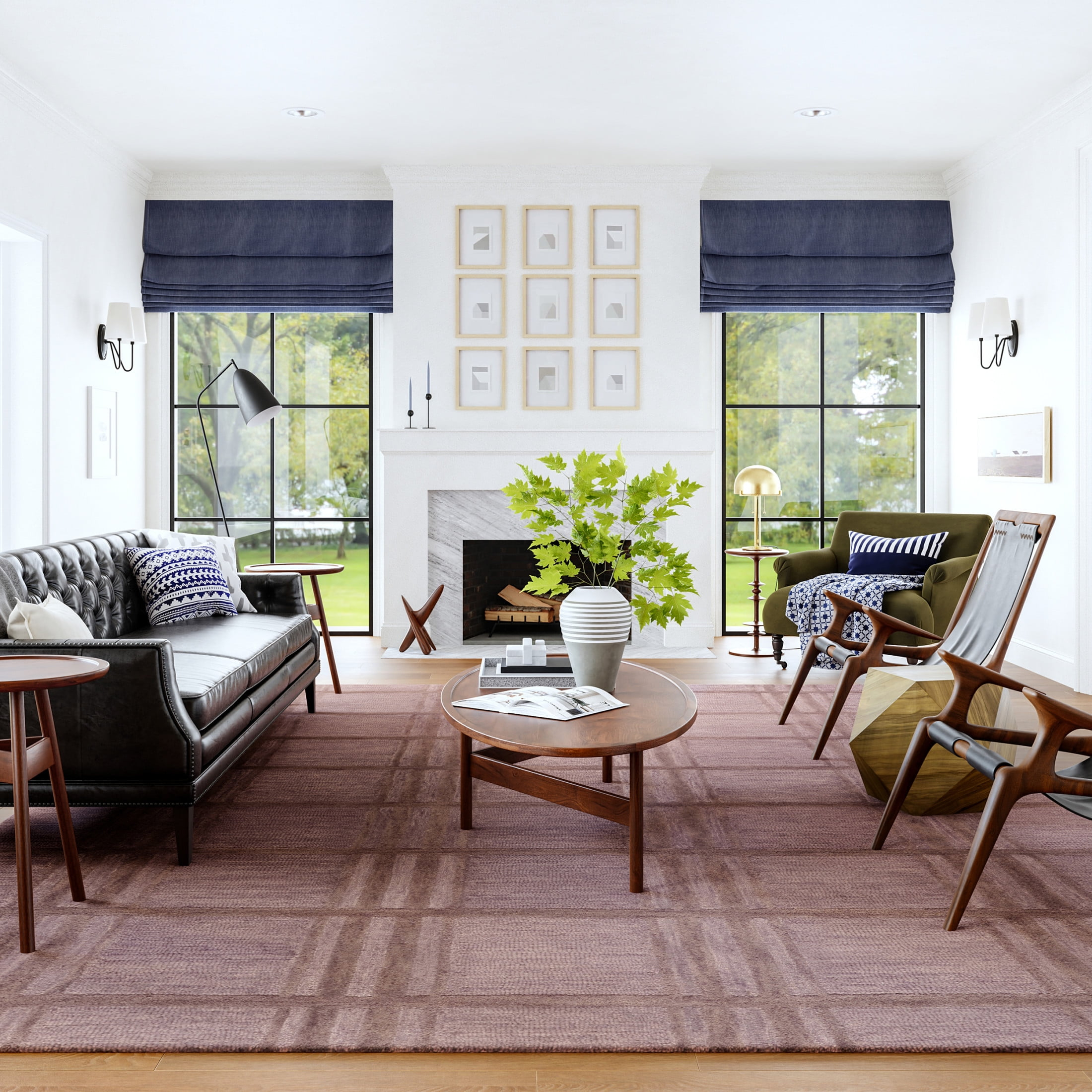 Mallory Plaid Wool Area Rug, 4' x 6', Mallory Mauve