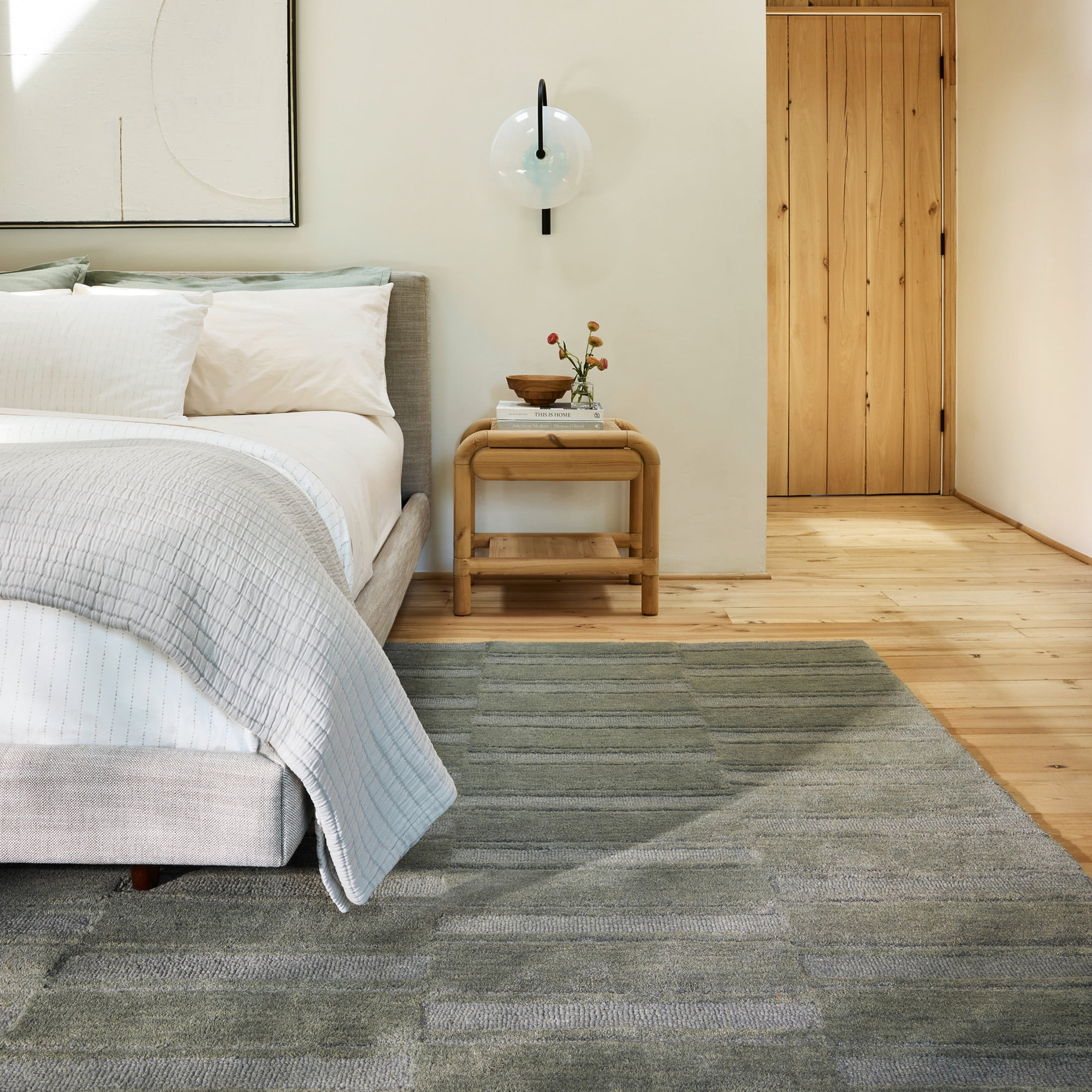 Emily Henderson x Rugs USA Starke Checked Wool Area Rug, 2' 6" x 8', Runner, Starke Grey