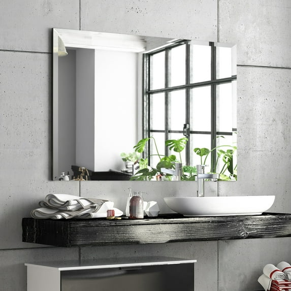 Empire Art Direct  30 x 40 in. Frameless Rectangular Wall Mirror with Beveled Prism Mirror Panels - 1 in. Beveled Edge