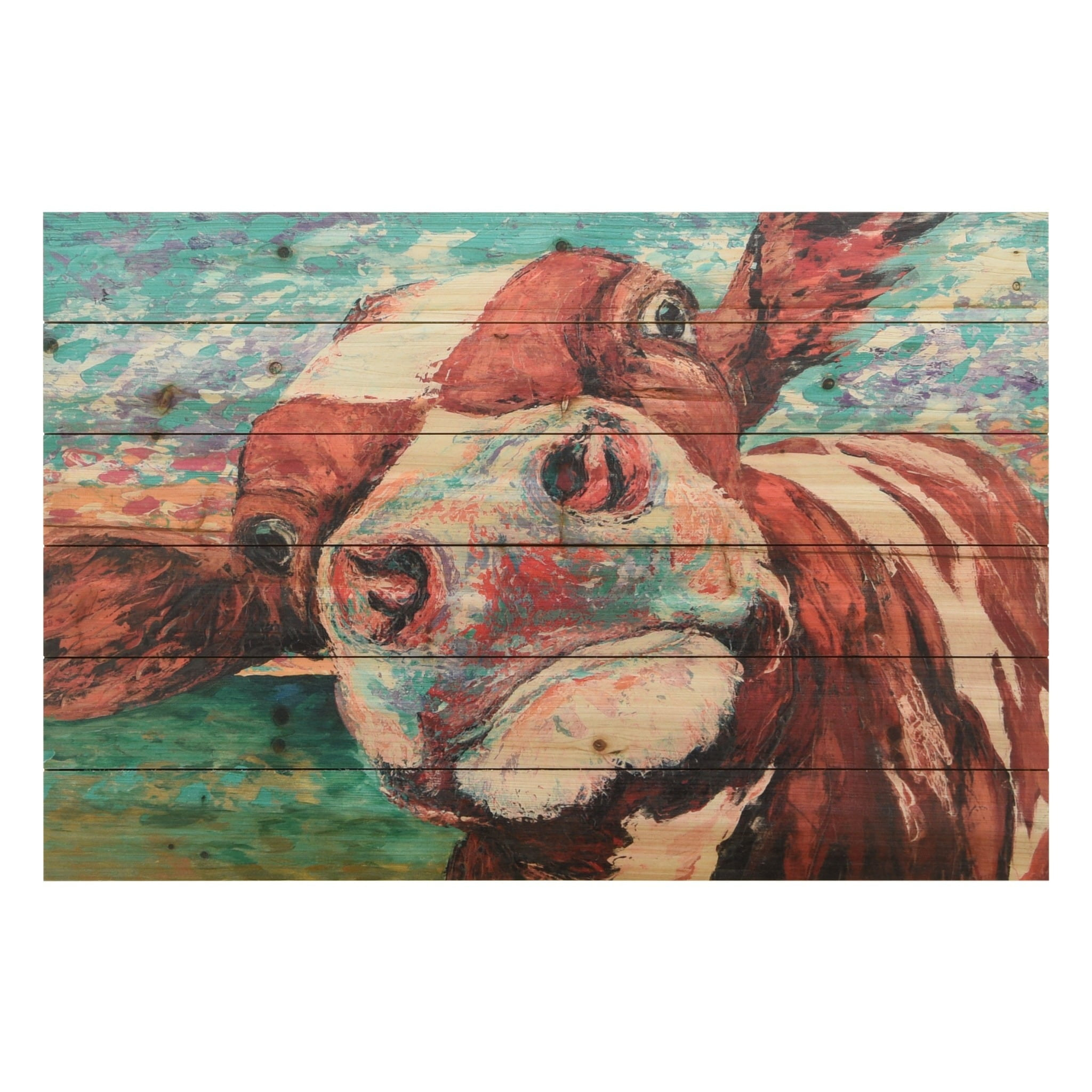 Empire Art Direct ADL-148530-2436 Fine Art Giclee Printed on Solid Fir Wood Planks - Curious Cow 1