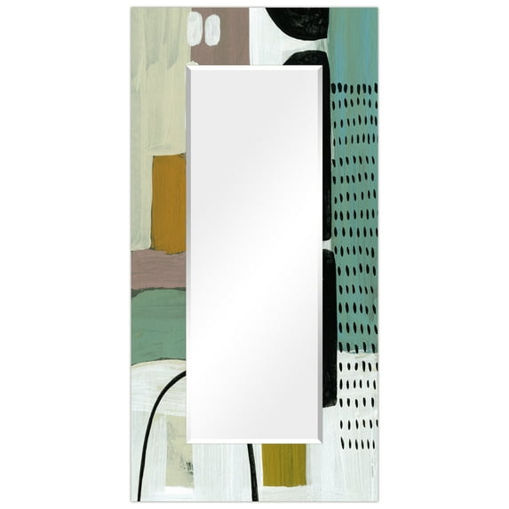 Empire Art Direct Abstract Rectangular Beveled Wall Mirror on Free Floating Printed Tempered Glass - 36" x 72"