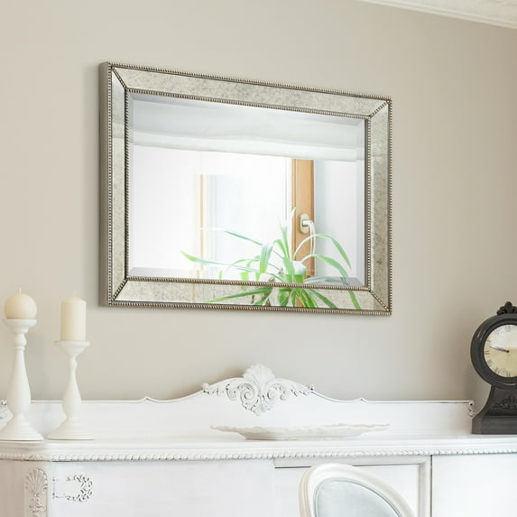 Empire Art Direct Champagne Bead Beveled Mirror, 24" x 36", Ready to Hang