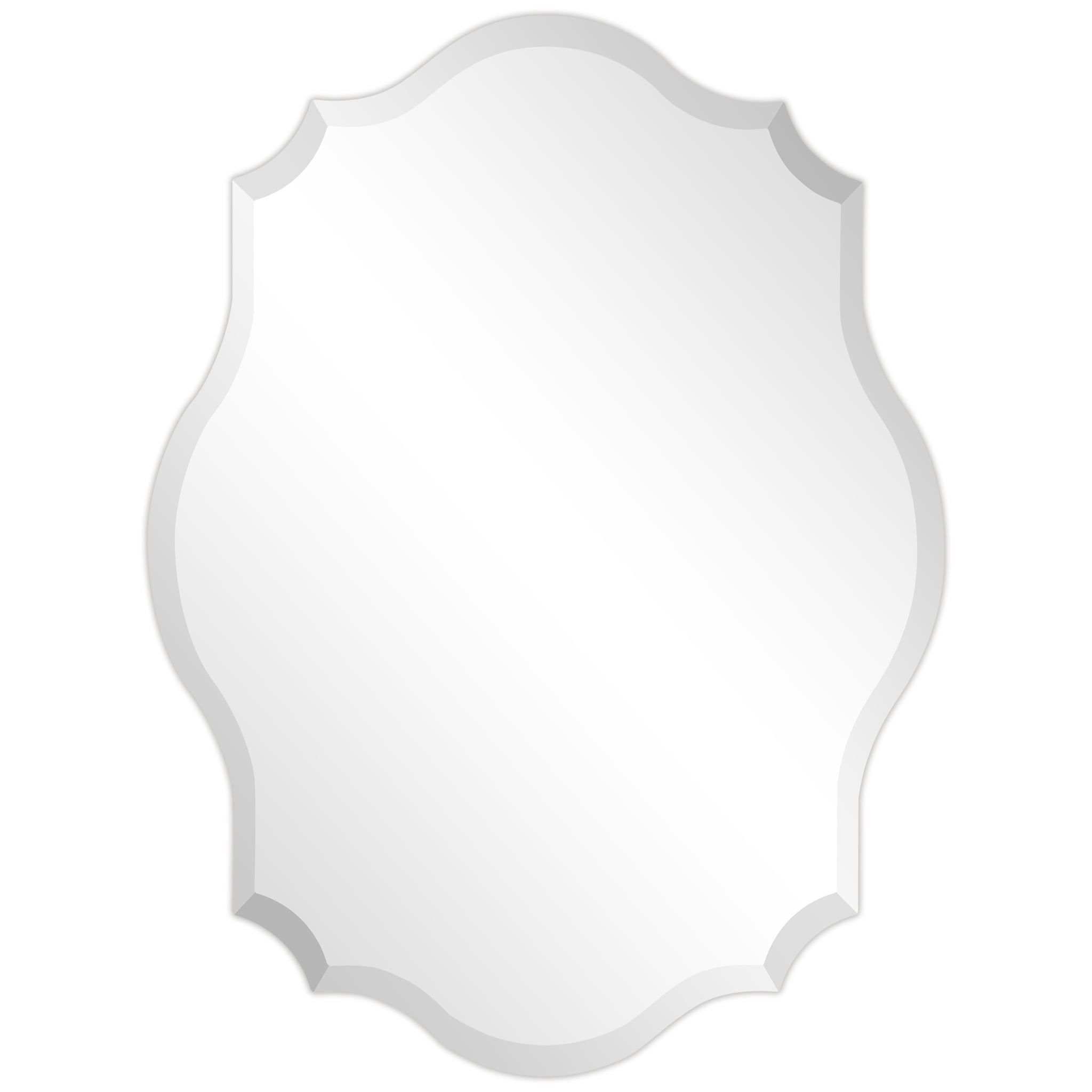 Empire Art Direct Frameless Beveled Oblong Elegant Scalloped Wall Mirror 30 in. x 40 in. x 0.39 in.