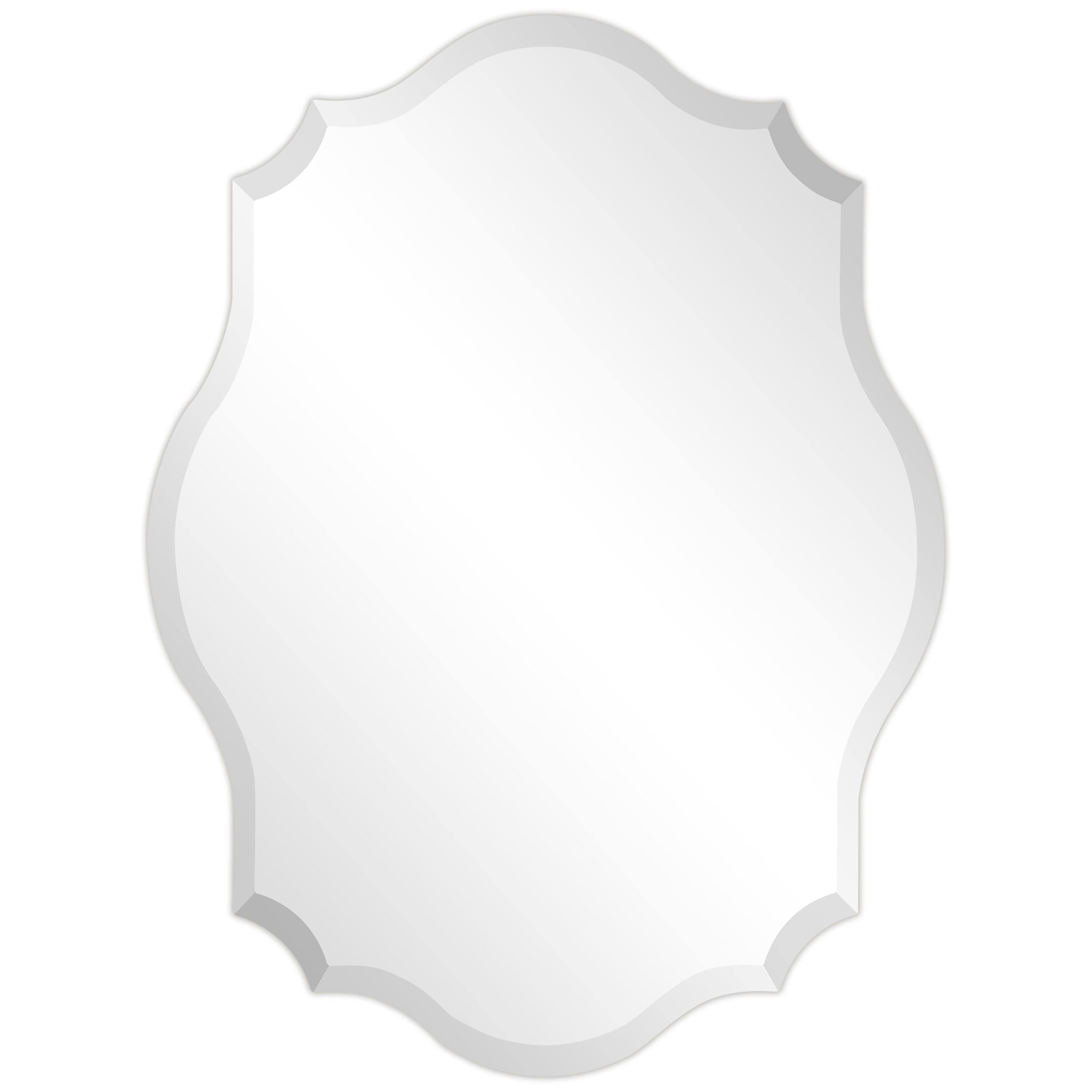 Empire Art Direct  Frameless Beveled Oblong Scalloped Wall Mirror, 24 in. x 32 in.