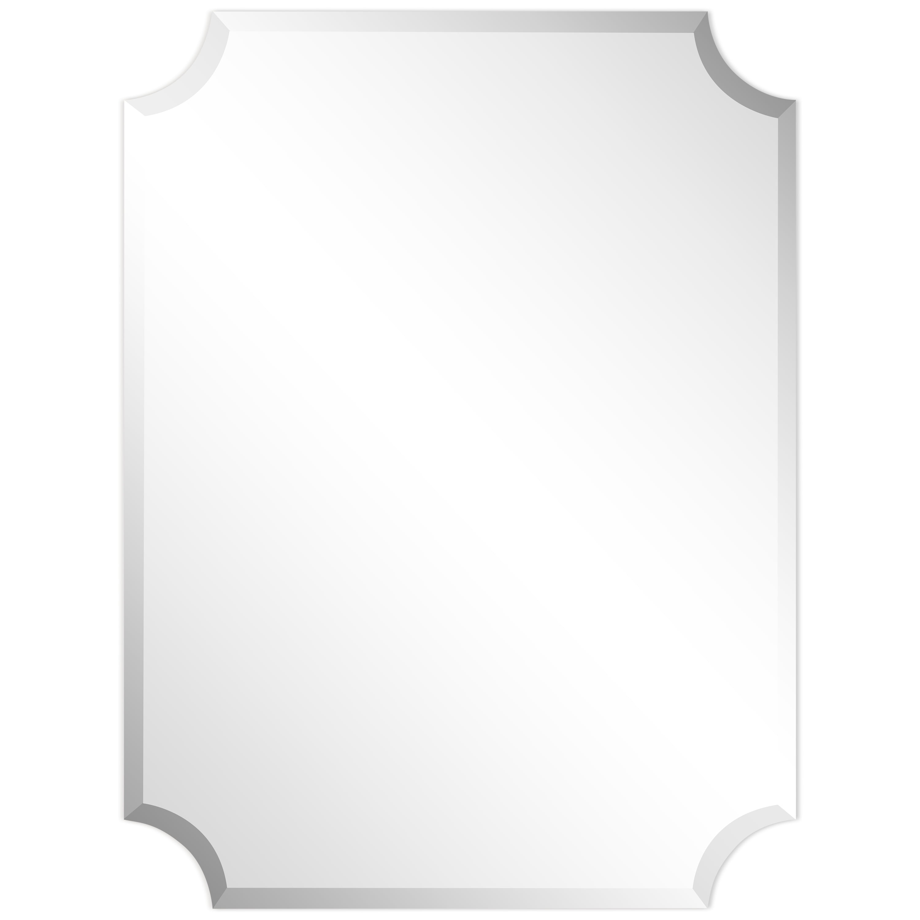 Empire Art Direct Frameless Rectangle Scalloped Beveled Wall Mirror - Clear 30 in. x 0.39 in. x 40 in.