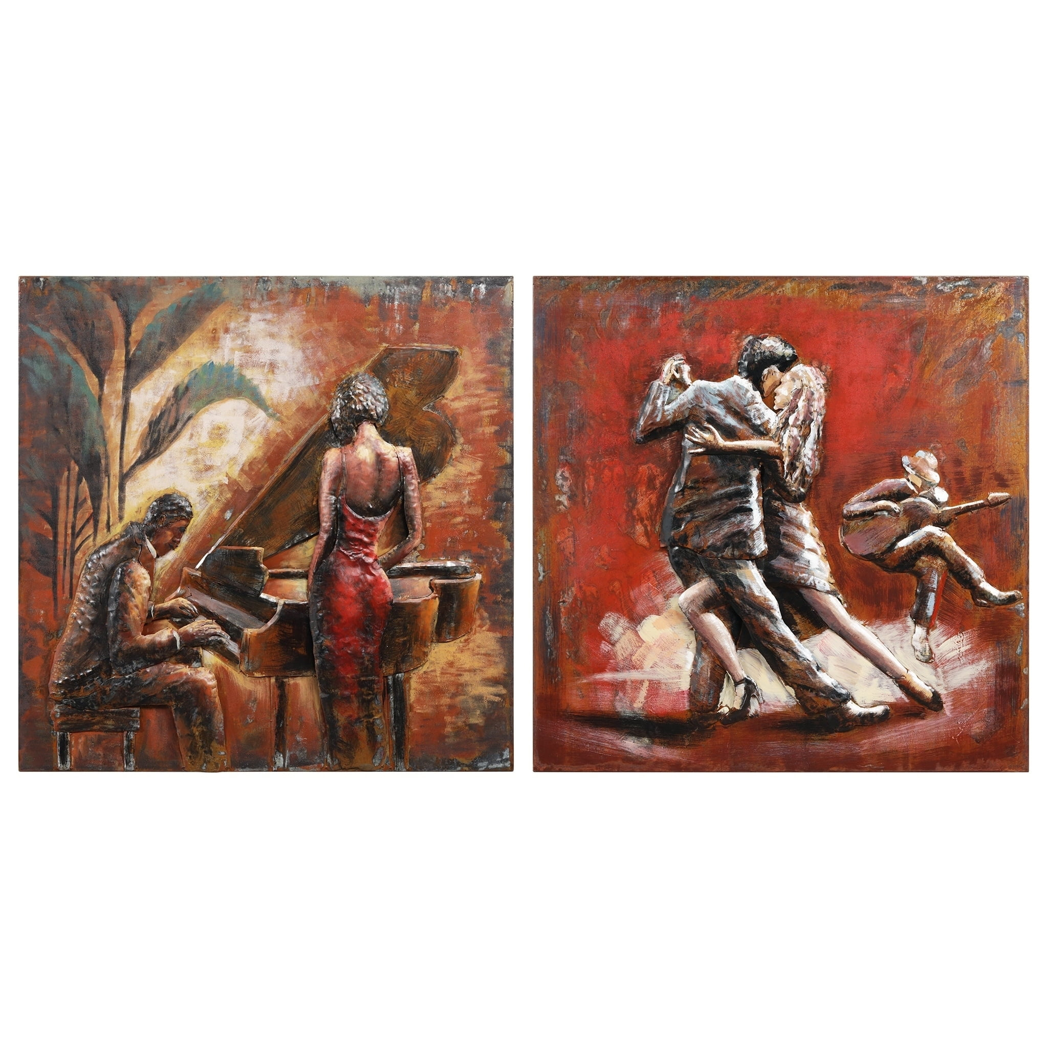 Empire Art Direct "Piano & Dance" Mixed Media Iron Hand Painted Dimensional Wall Art