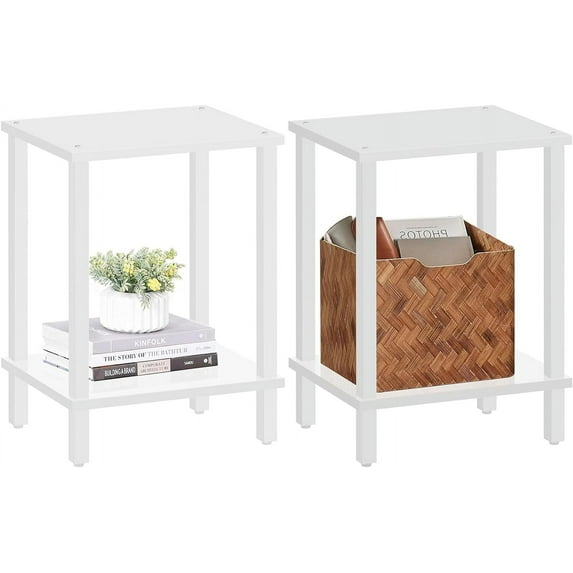 End Table, Set of 2, Side Table, Nightstand, 2-Tier Storage Shelf, Sofa Table for Small Space, Living Room, Bed Room TB01BW035