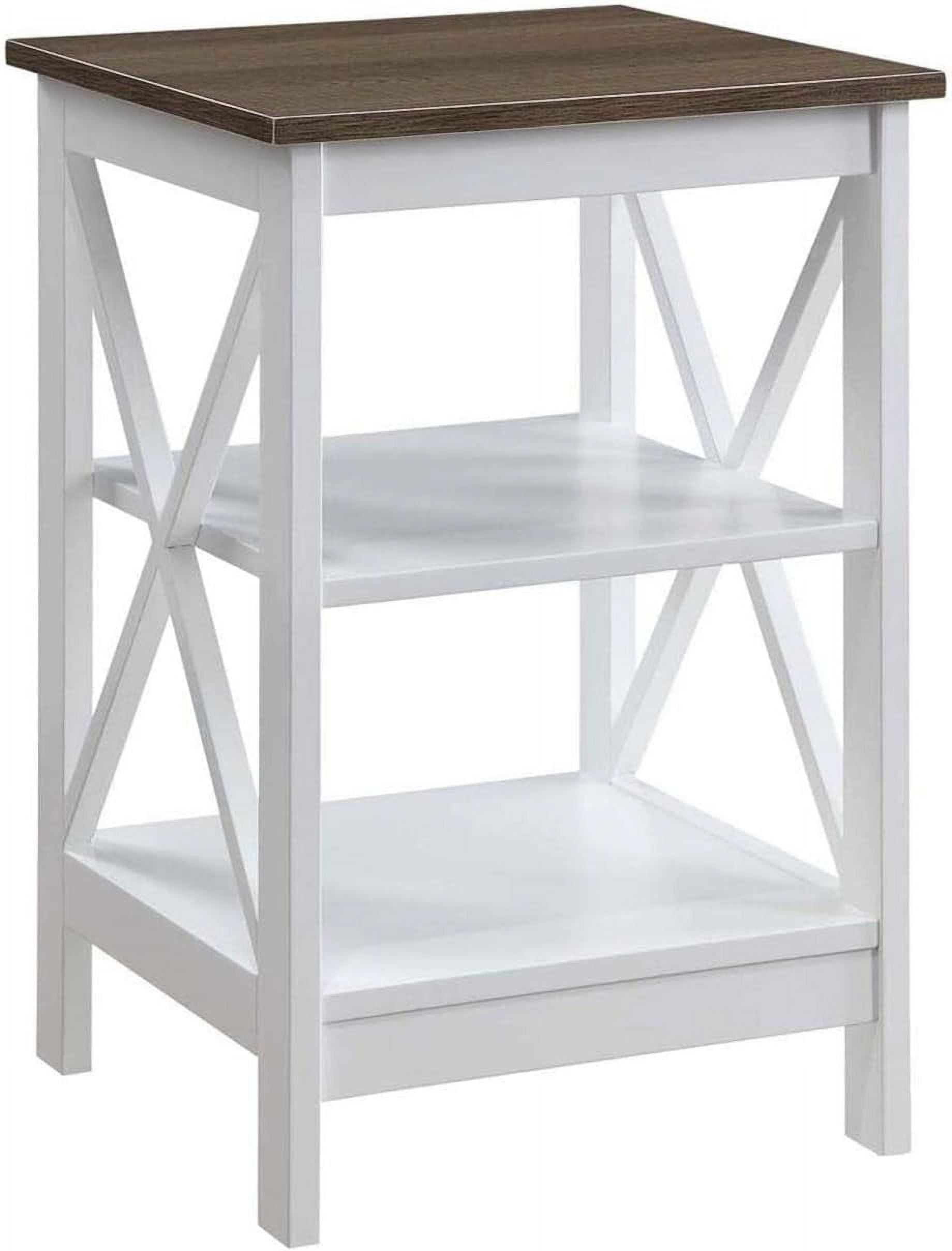 Xavier End Table with Open Shelves Driftwood/White
