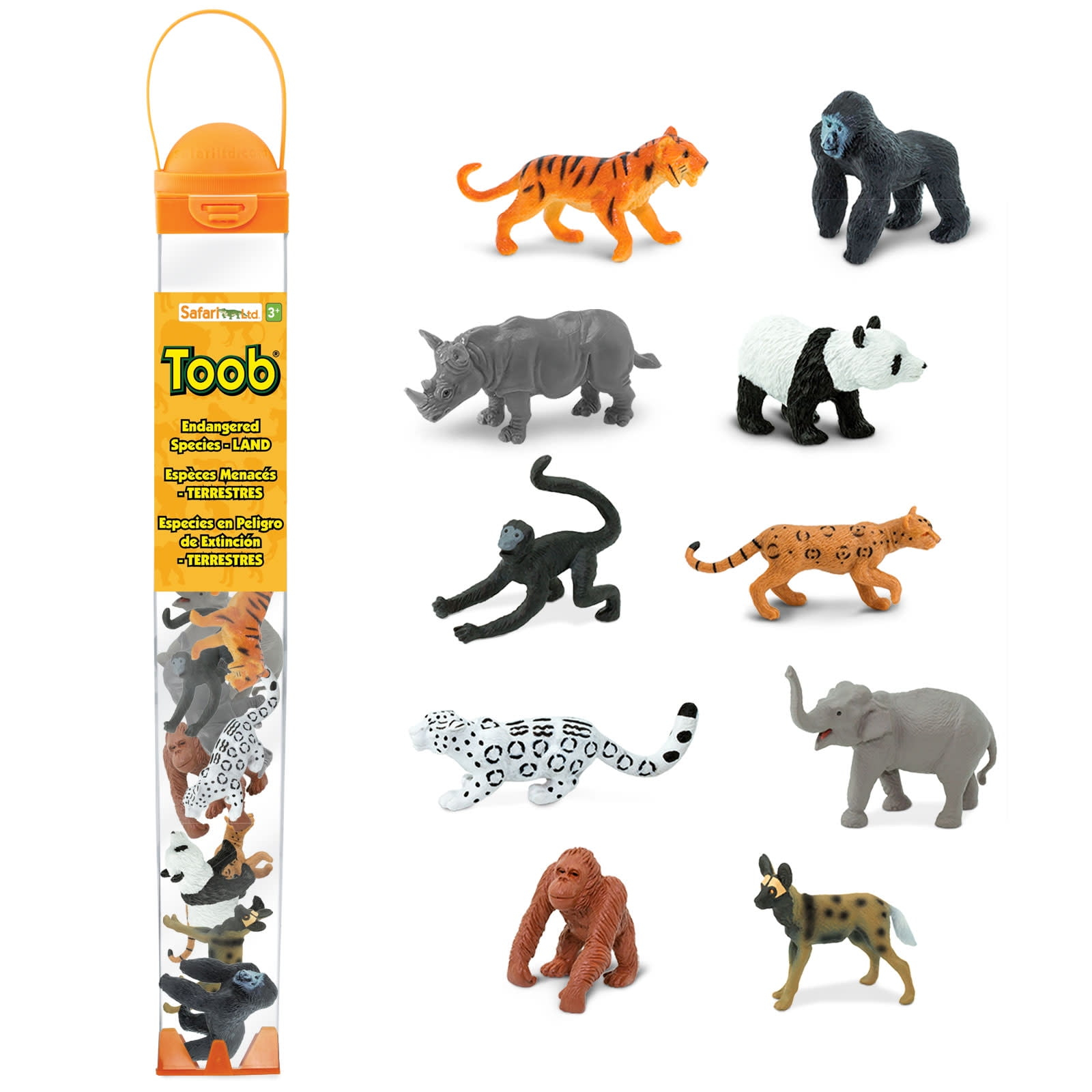 Safari Ltd. Endangered Species Toob - 10 Figurines of Endangered Animals - Educational Toy Set for Boys, Girls & Kids 3+