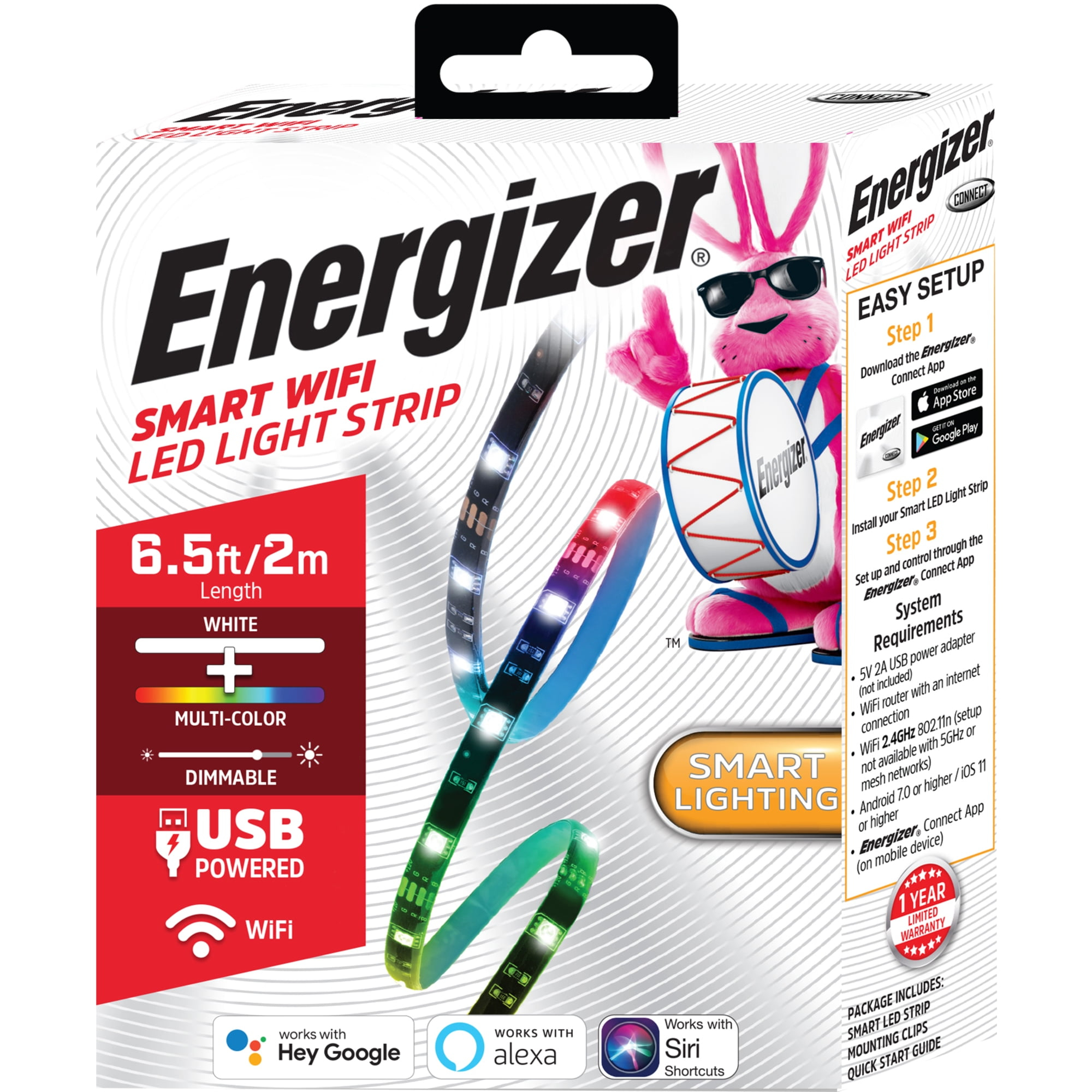 Energizer® Smart Wi-Fi Multicolor And Single-White LED Light Strip