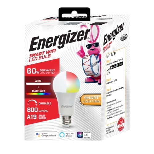 Energizer Connect Smart A19 LED White & Multi-Color RGB Light Bulbs with Voice Control and Remote Access Through Your Smartphone | Compatible with Alexa and Google Assistant