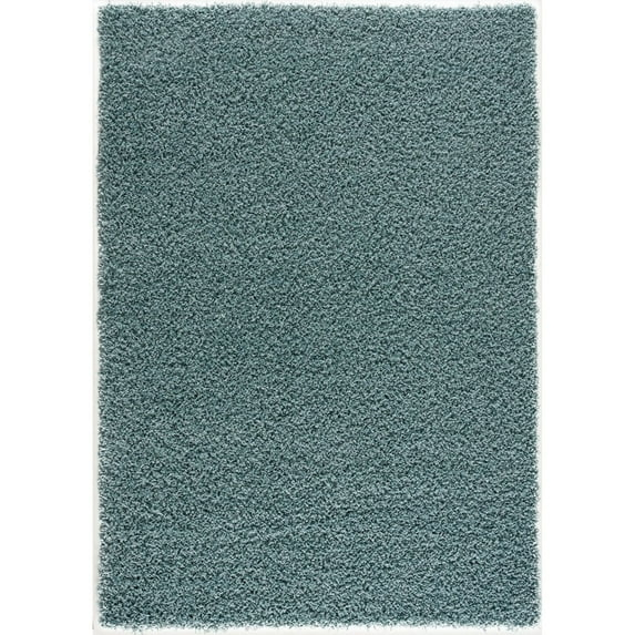 Entryway Living Room Traditional Azzurra Turquoise Shag 2' x 3' Rug