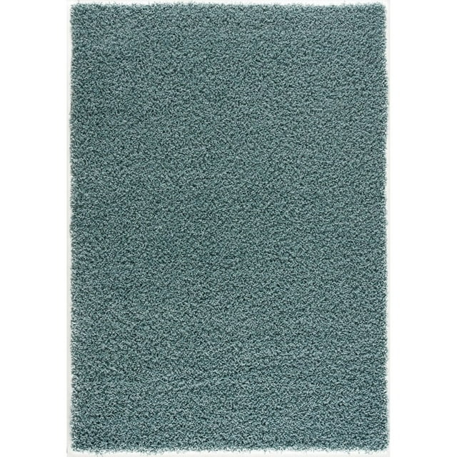 Entryway Living Room Traditional Azzurra Turquoise Shag 2' x 3' Rug