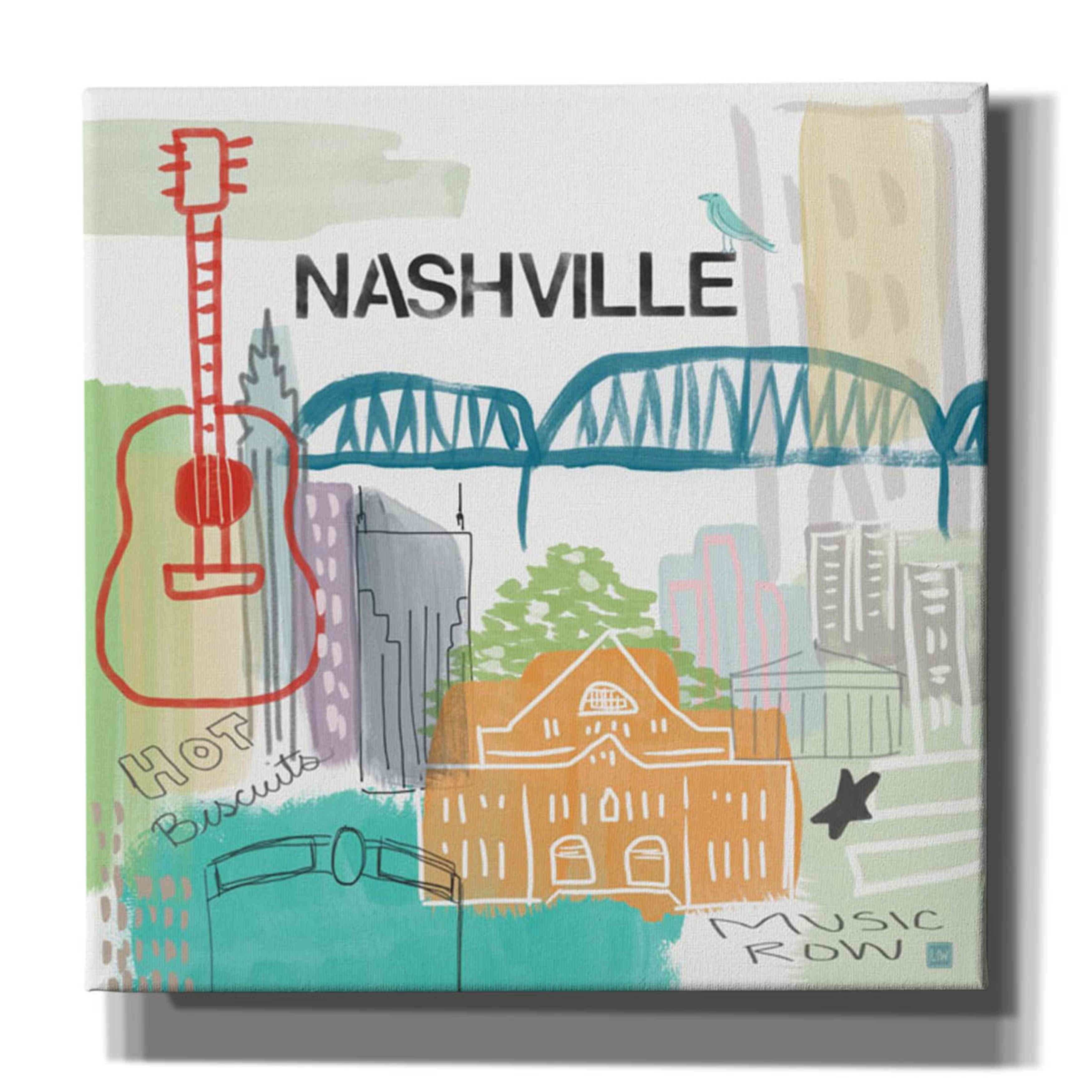 Epic Art 'Nashville' by Linda Woods, Acrylic Glass Wall Art, 12"x12"