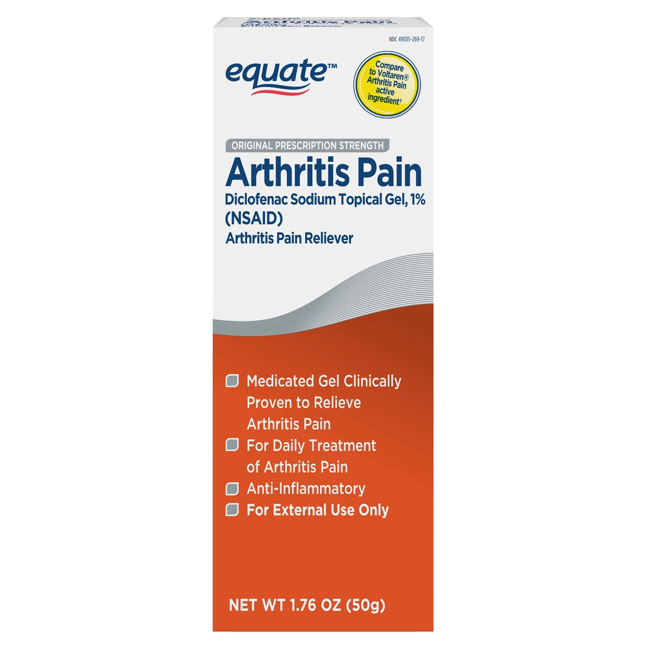 Equate Diclofenac Sodium Arthritis Pain Reliever Gel, 1.76 oz (50g)