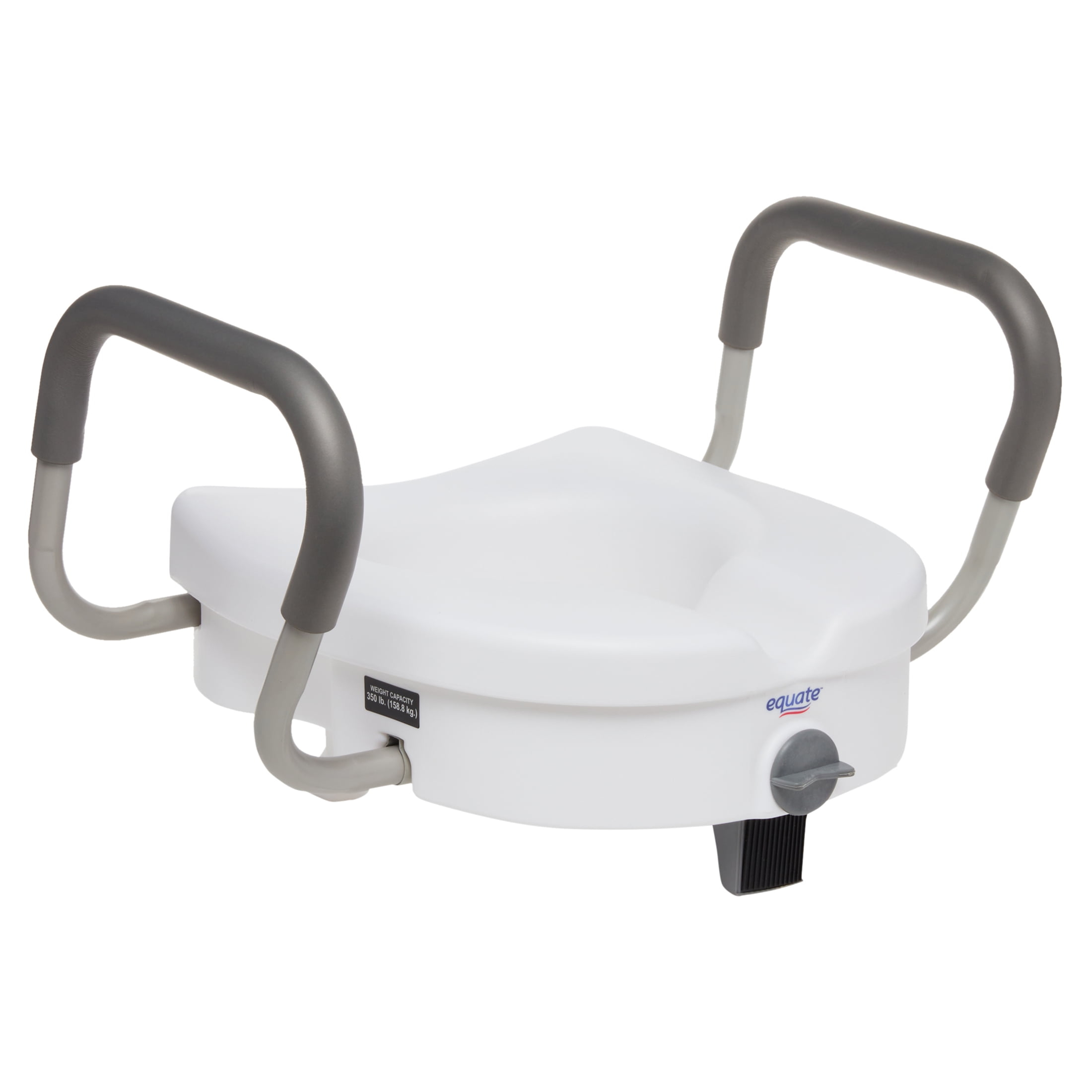Equate Raised Toilet Seat with Handles, 5"  Seat Riser with Arms, Fits Most Toilets, 350 lb Capacity