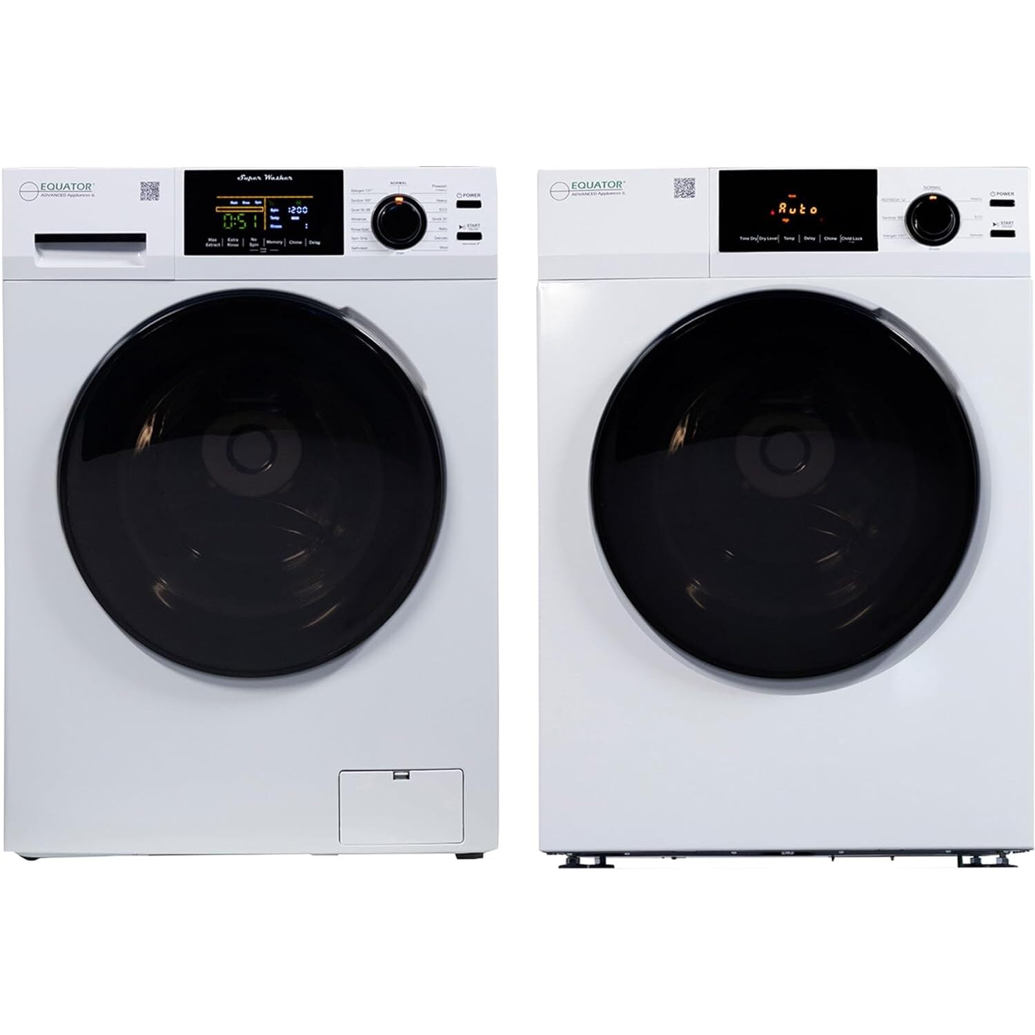 Equator DELUXE LAUNDRY SET Digital Washer 1.9cf 110V Vented Dryer 4cf 110V (Side by Side)