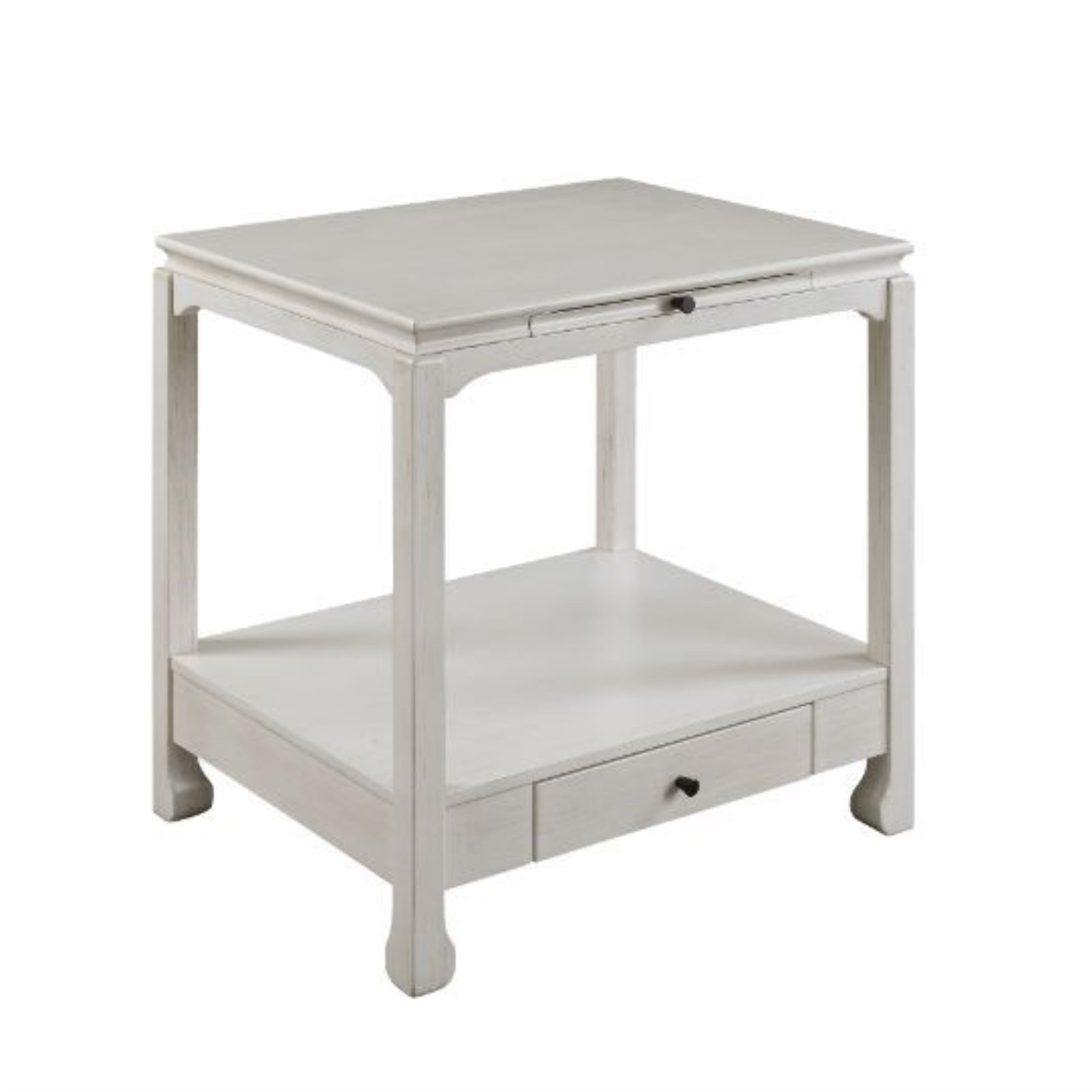 28 x 28 x 23 in. Accent Table with Pull Out Tray & 1 Drawer, White