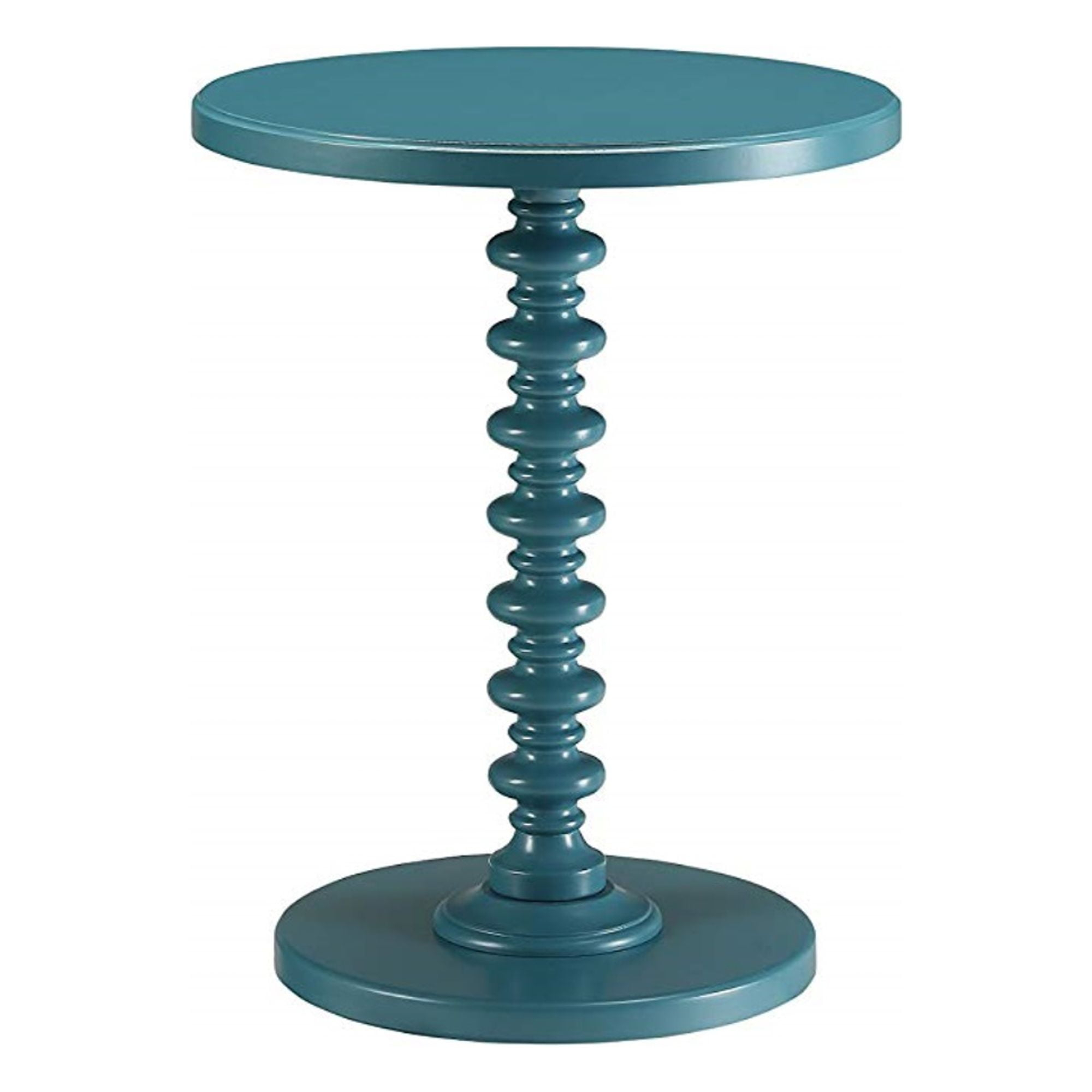 Astonishing Side Table With Round Top Teal Blue - Saltoro Sherpi