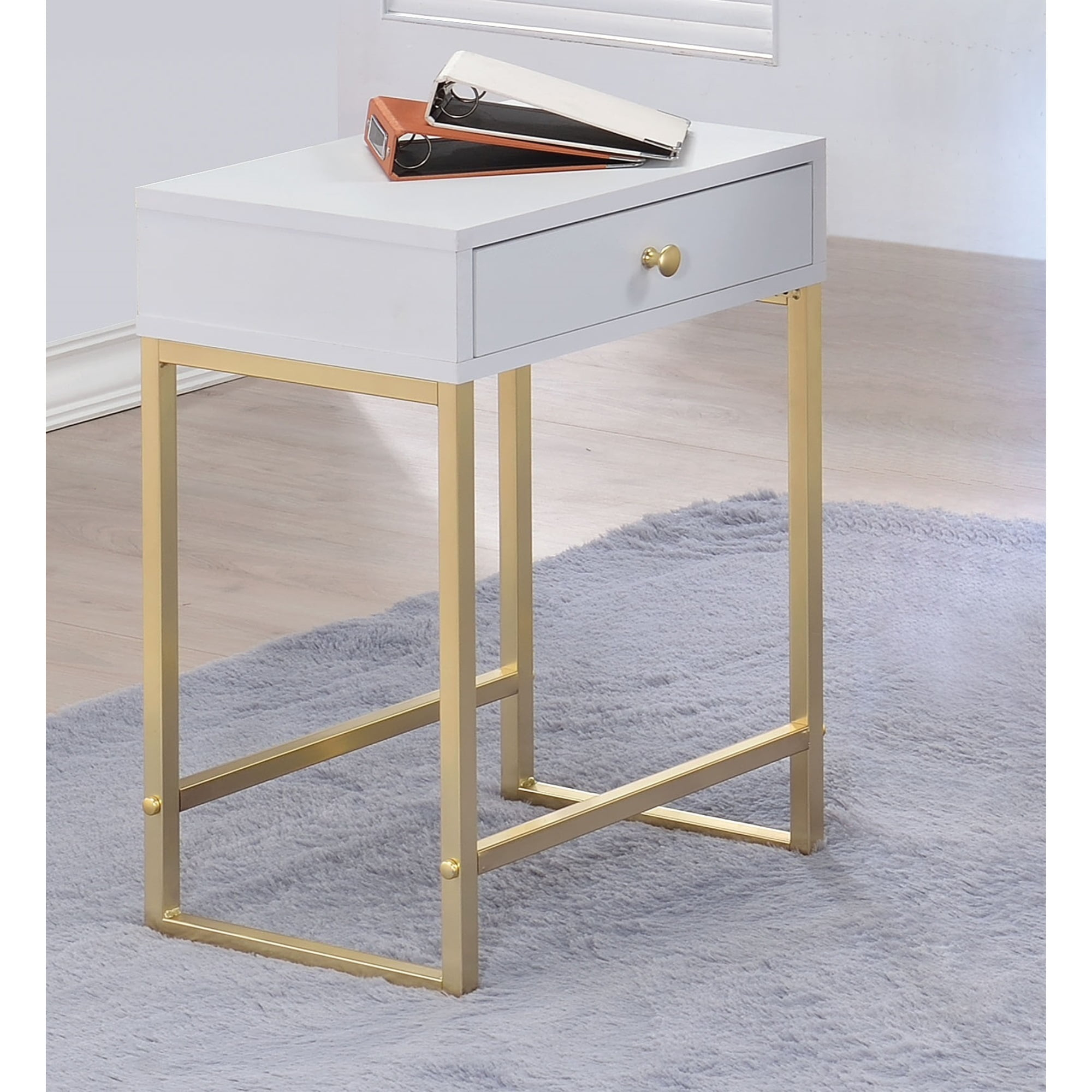 Astonishing Side Table White and Gold - Saltoro Sherpi