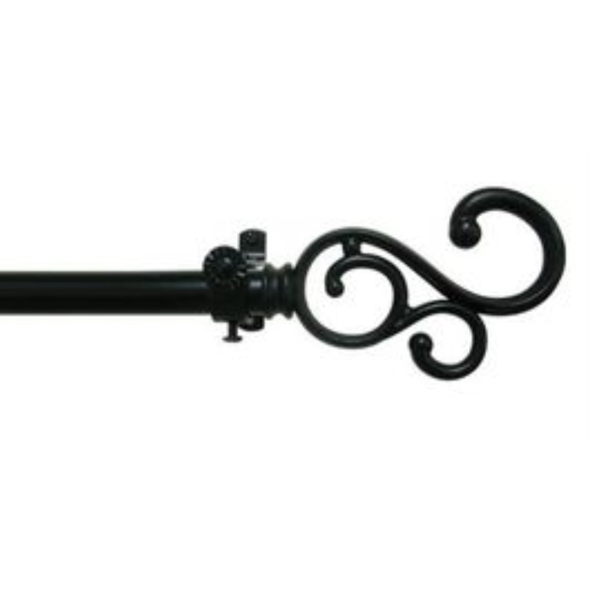 Achim Medley Buono II Decorative Curtain Rod and Finial, 48" - 86", Black