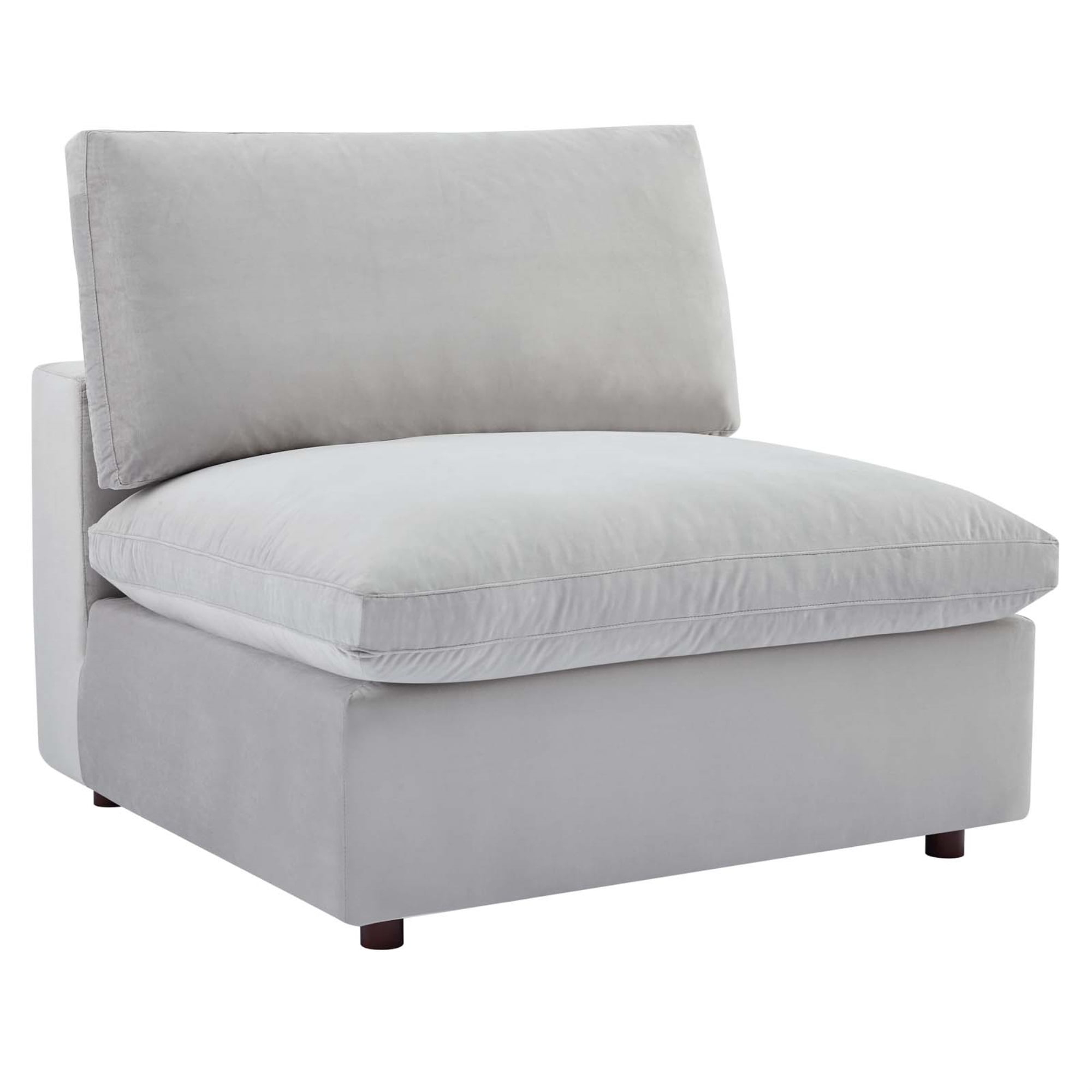 Modway Commix Down Filled Overstuffed Performance Velvet Armless Chair in Light Gray