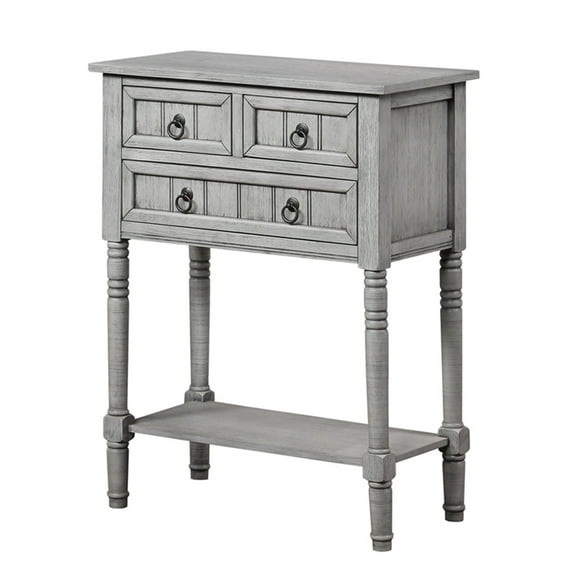 Covenience Concepts Kendra 3 Drawer Hall Table with Shelf, Wirebrush Light Gray