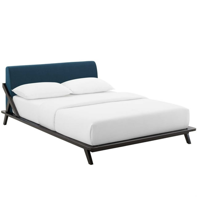 Modway Luella Queen Upholstered Fabric Platform Bed in Cappuccino Blue