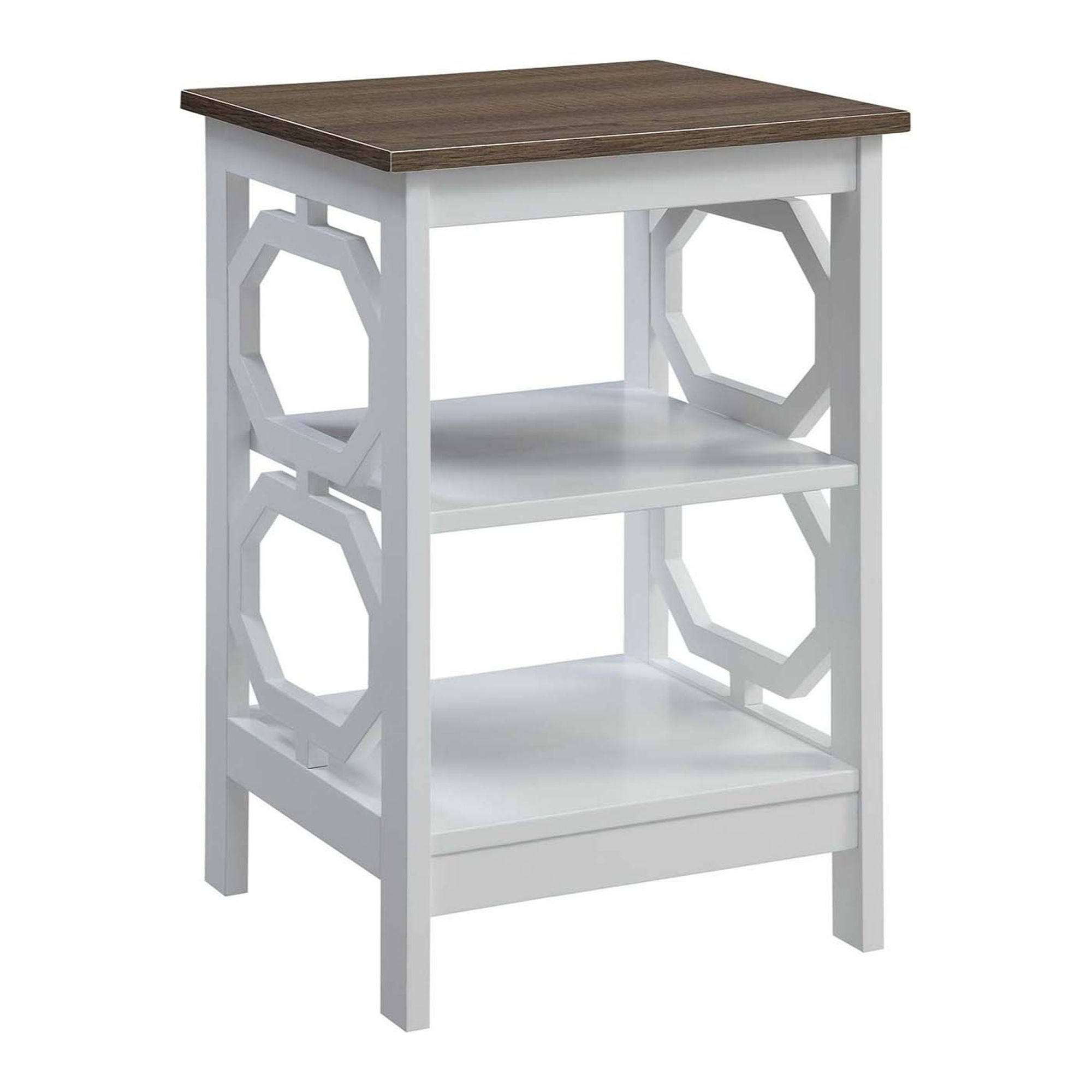 Convenience Concepts Omega End Table with Shelf, Driftwood/White