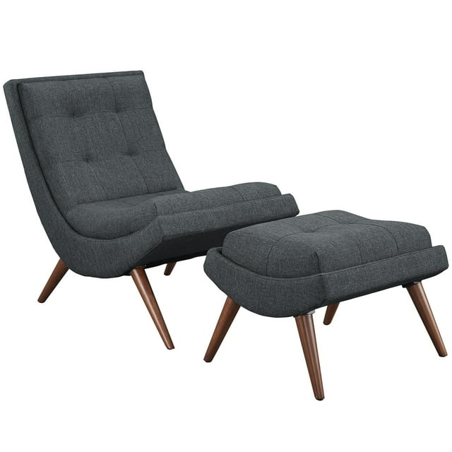 Ergode Ramp Upholstered Fabric Lounge Chair Set - Gray