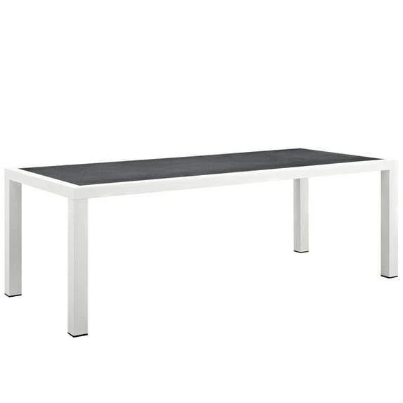 Modway Stance Rectangle Aluminum Patio Dining Table in White and Gray