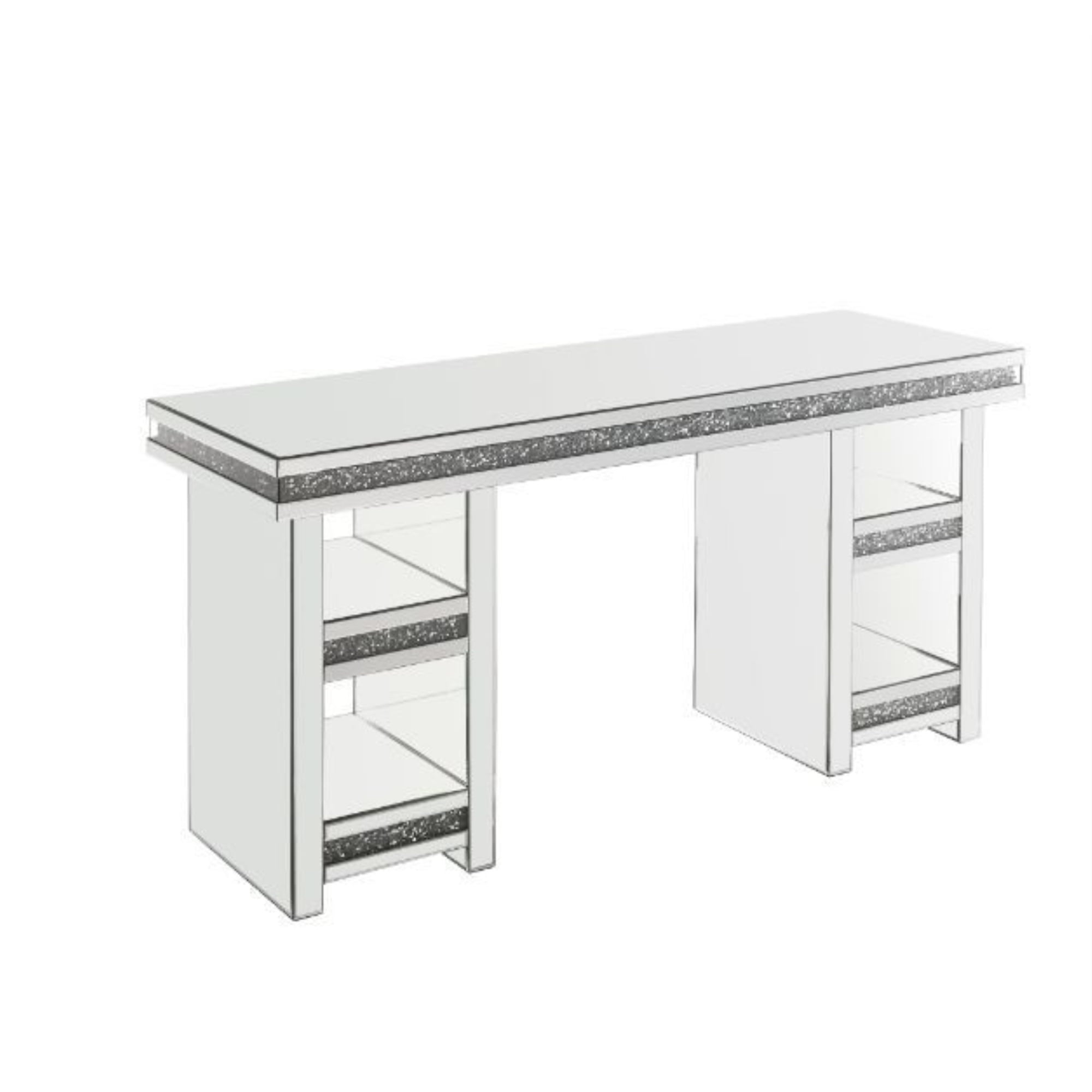 ACME Noralie Writing Desk in Clear and Mirrored