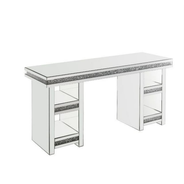 ACME Noralie Writing Desk in Clear and Mirrored