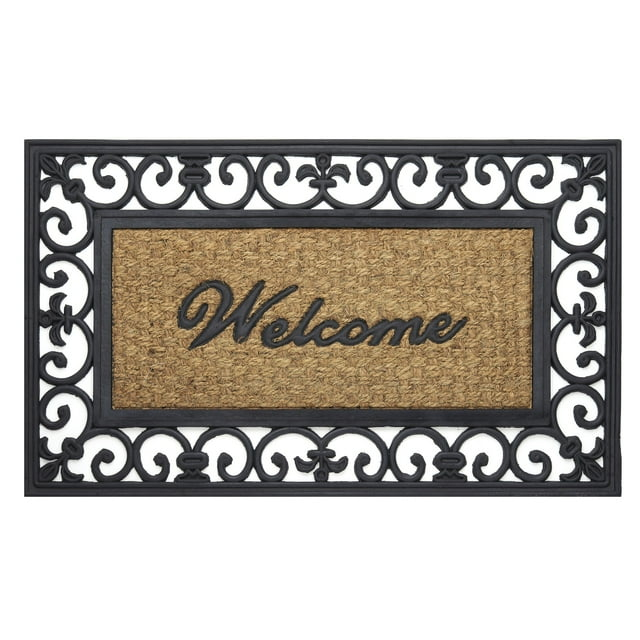 Achim Wrought Iron Rubber Doormat Fleur De Lis, 18" x 30"
