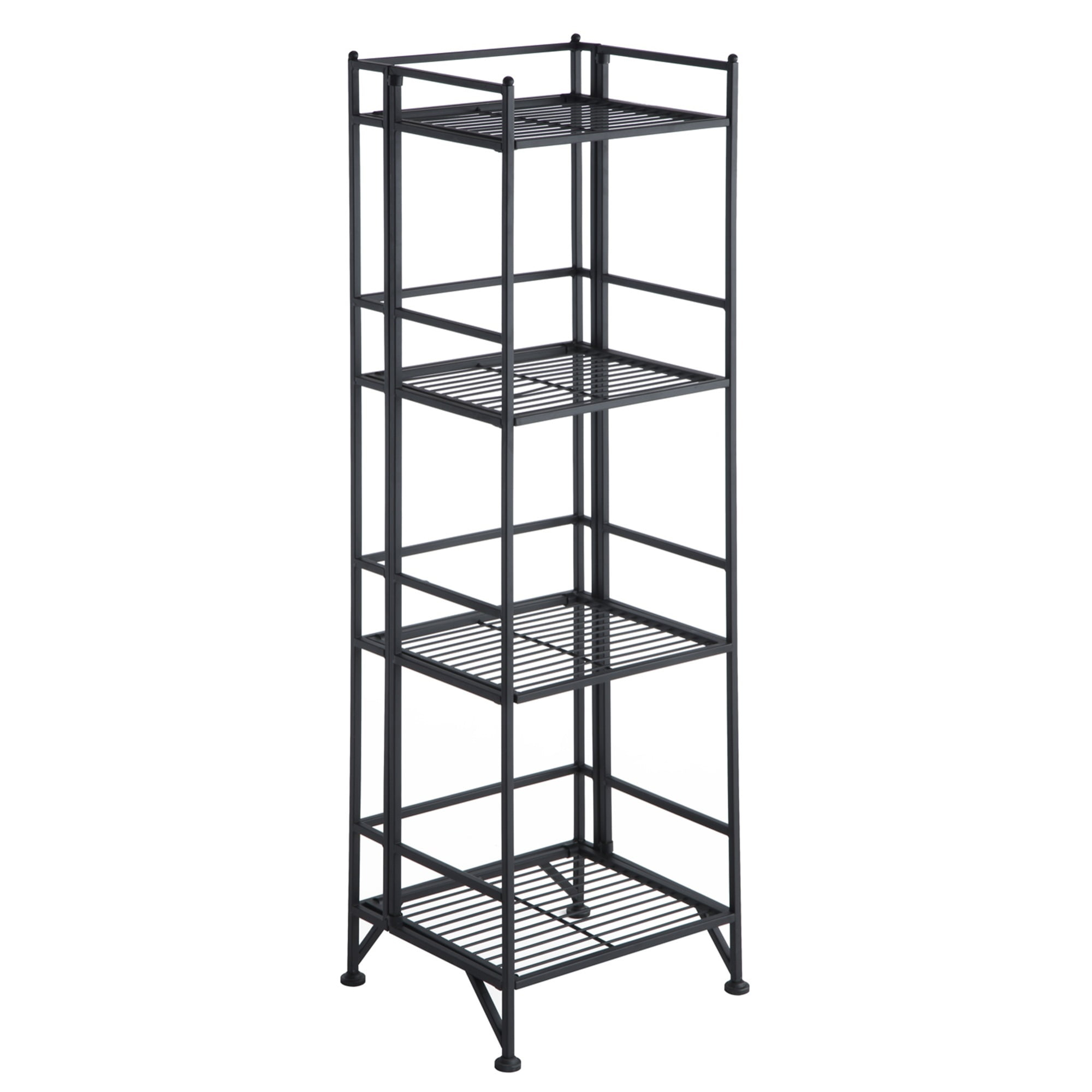 Convenience Concepts XTRA-Storage 4 Tier Folding Shelf in Black Metal Finish