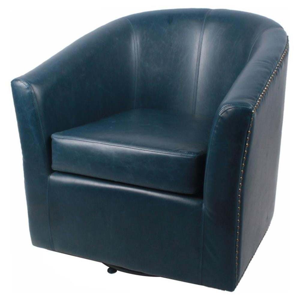 Ernest Bonded Leather Swivel Chair, Vintage Blue