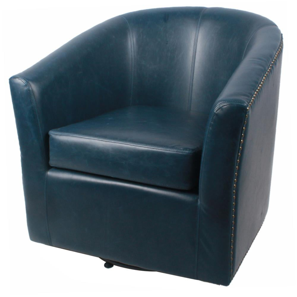 Ernest Bonded Leather Swivel Chair, Vintage Blue