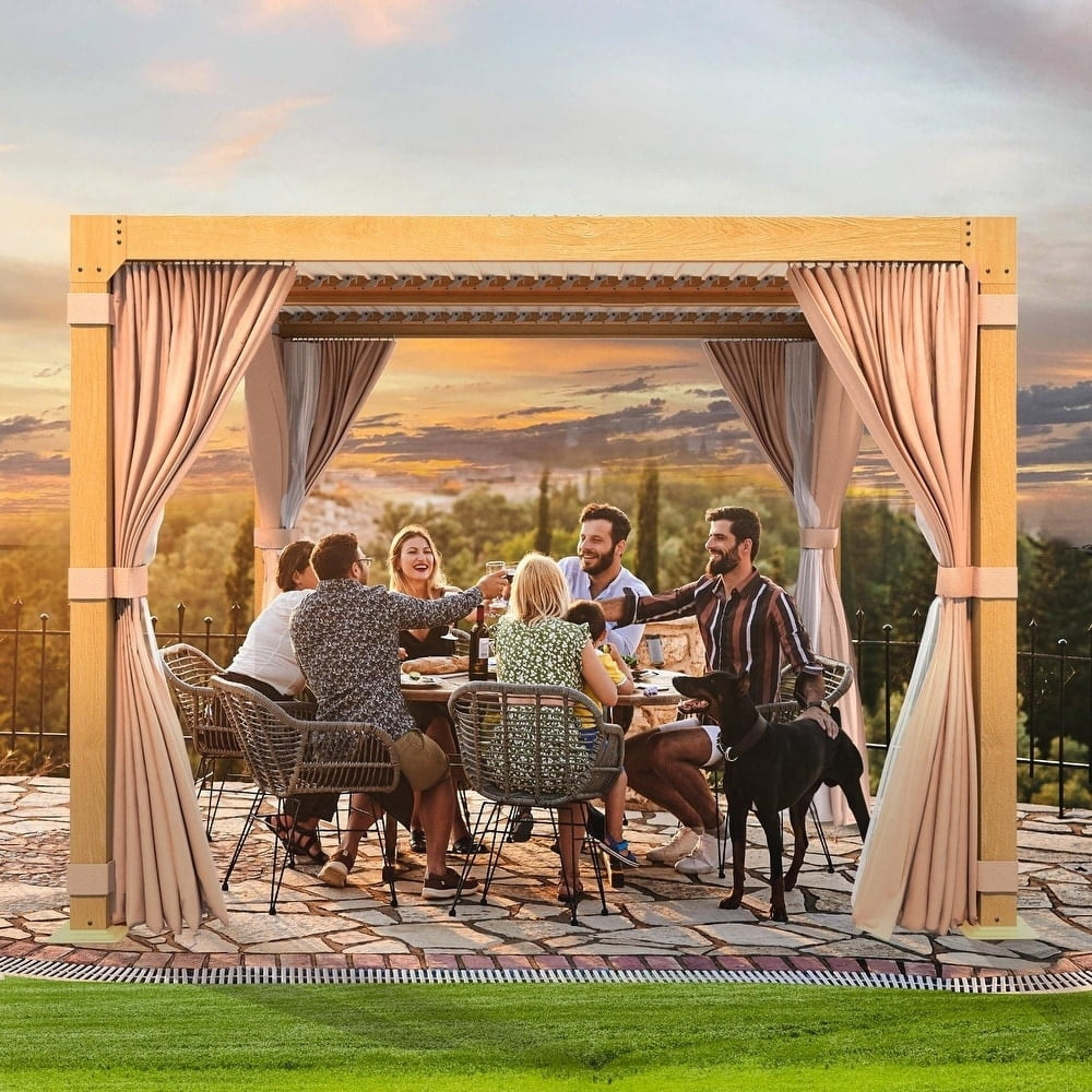 Hommow 10'×10' Outdoor Louvered Pergola with Adjustable Aluminum Rainproof Roof