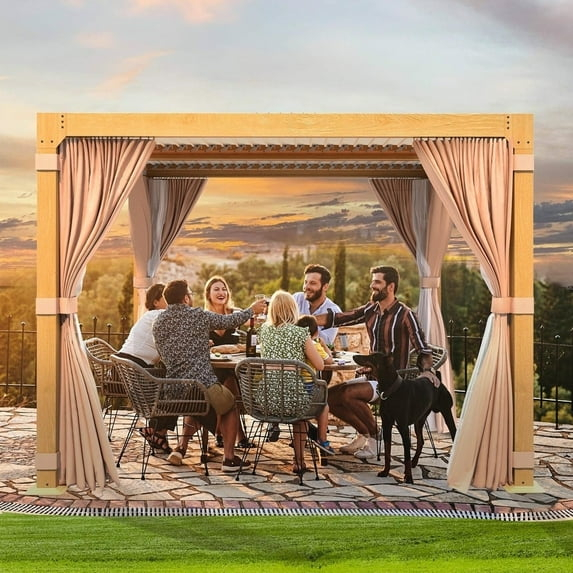 Hommow 10'×10' Outdoor Louvered Pergola with Adjustable Aluminum Rainproof Roof