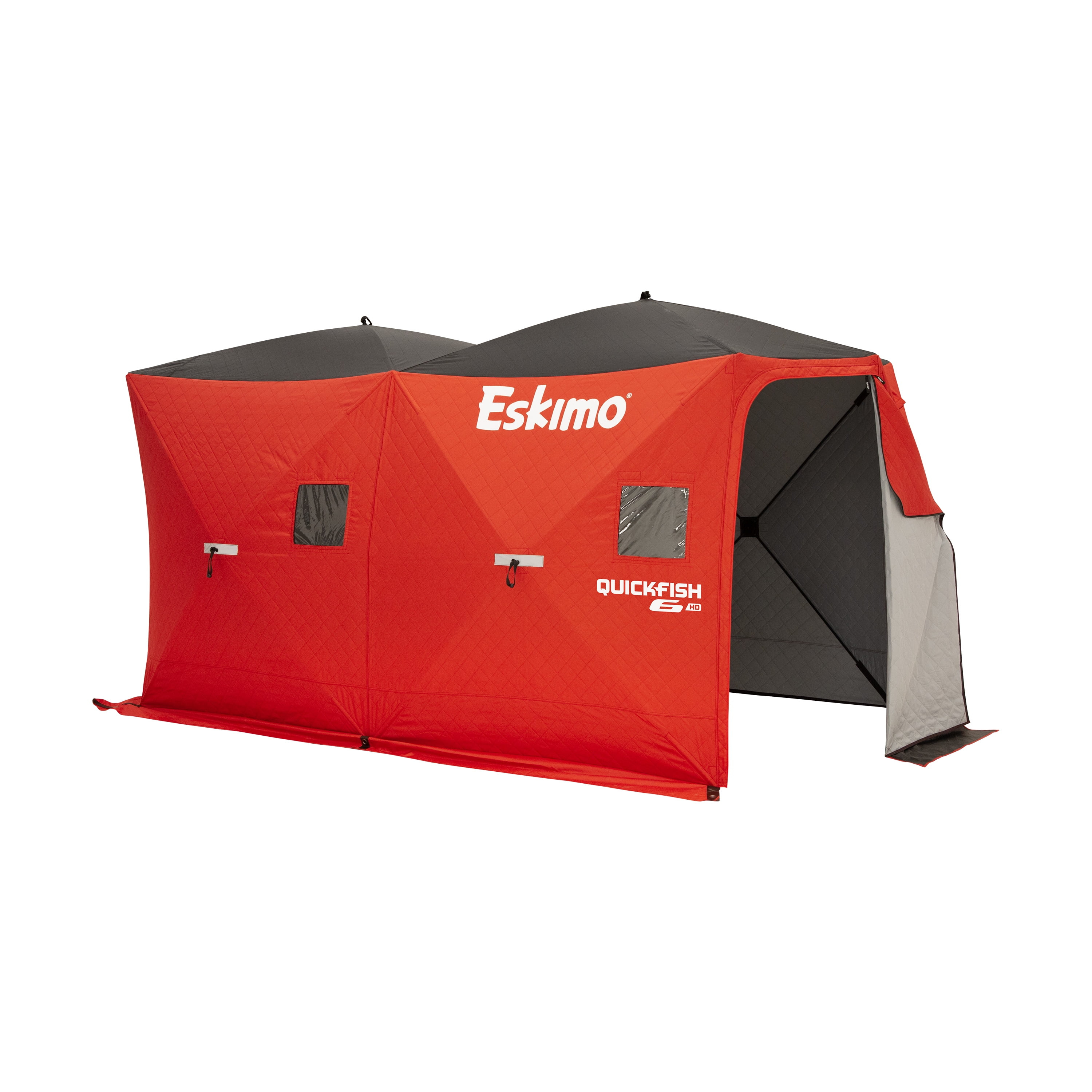 Eskimo QuickFish™ 6HD, Pop-Up Portable Shelter, No-Trip Door, Red/Black, Six Person, 46076