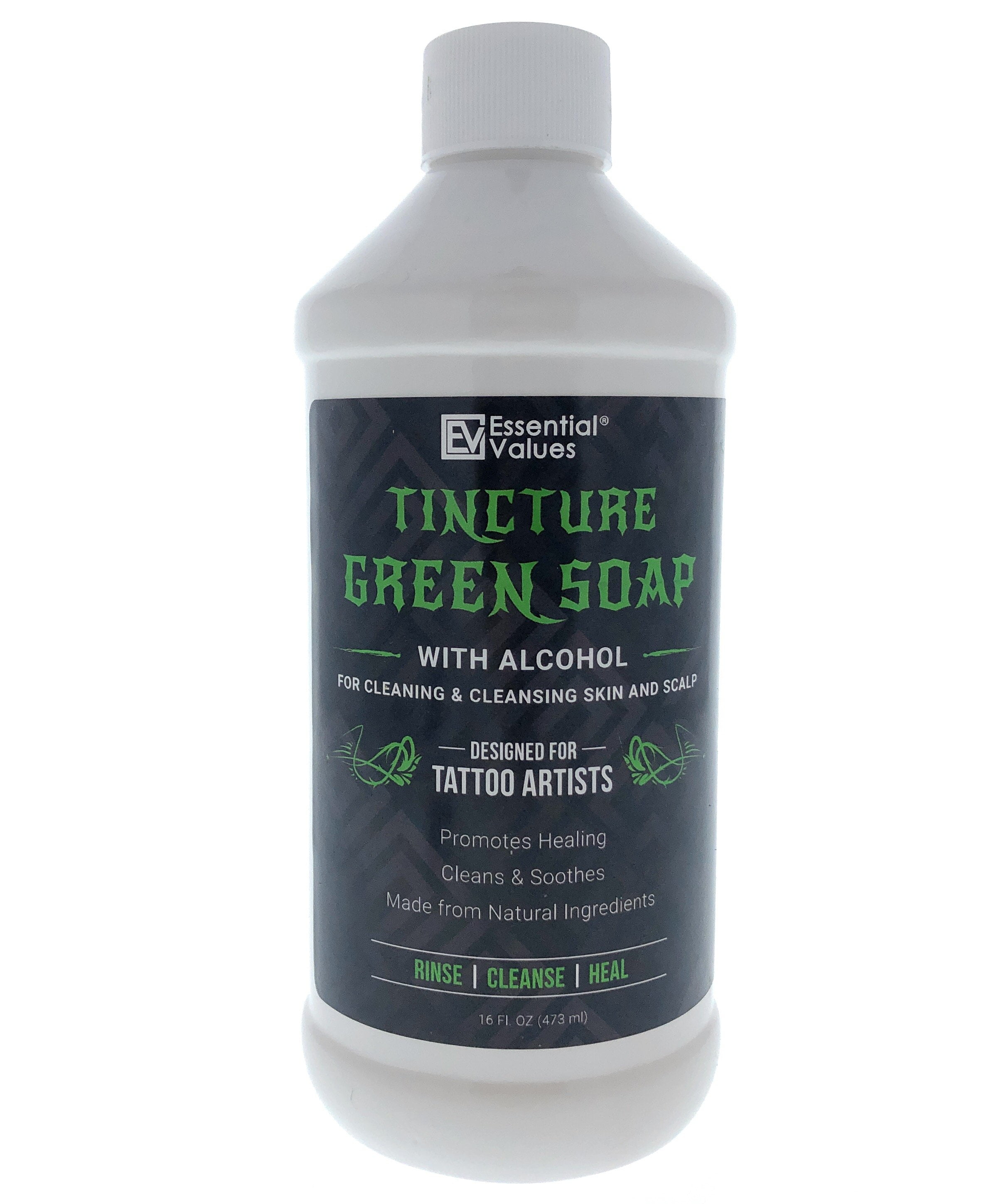 Essential Values Tincture Green Soap, Perfect for Tattoo Cleaning - Made in USA