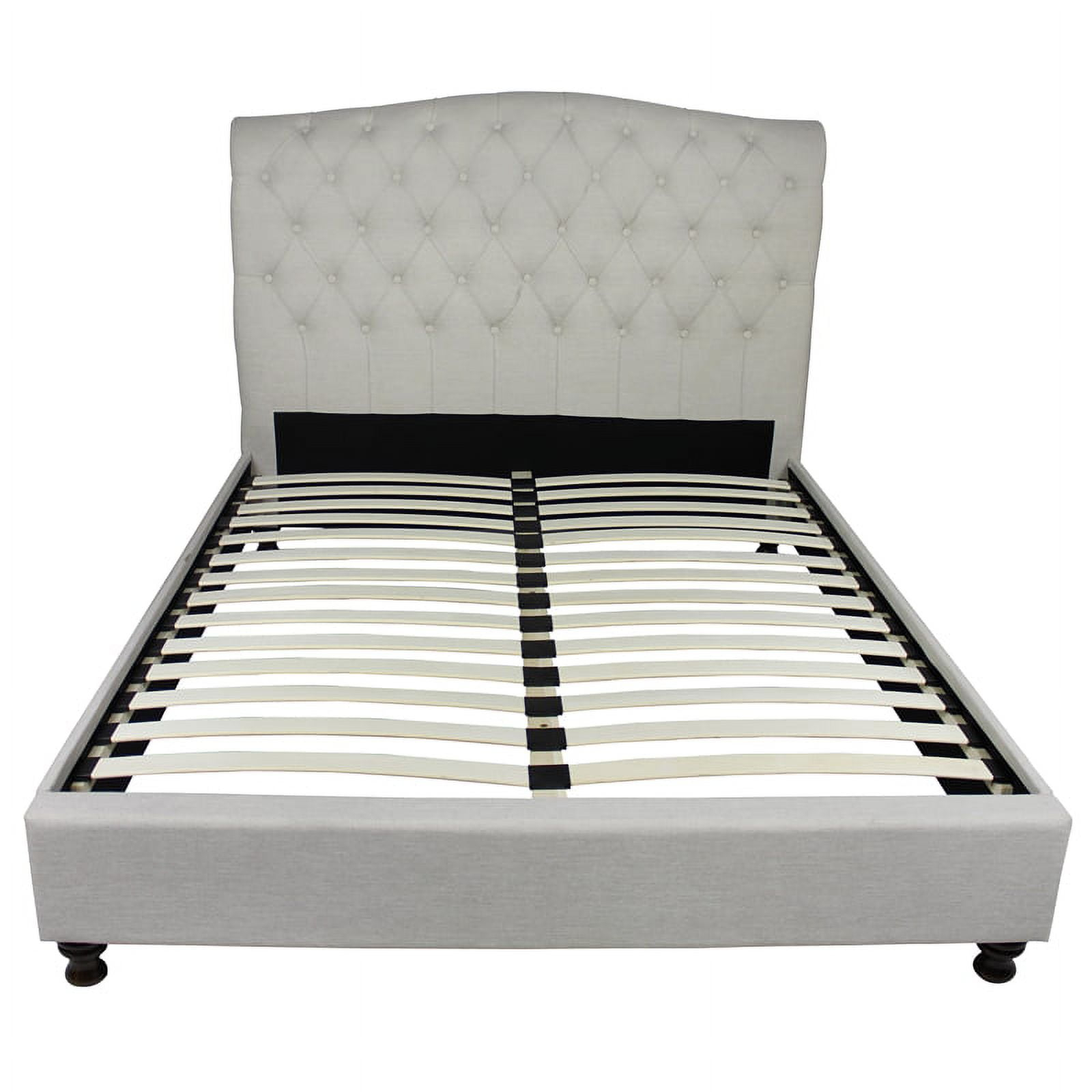 Essex Queen Platform Bed Upholstered in Beige Fabric