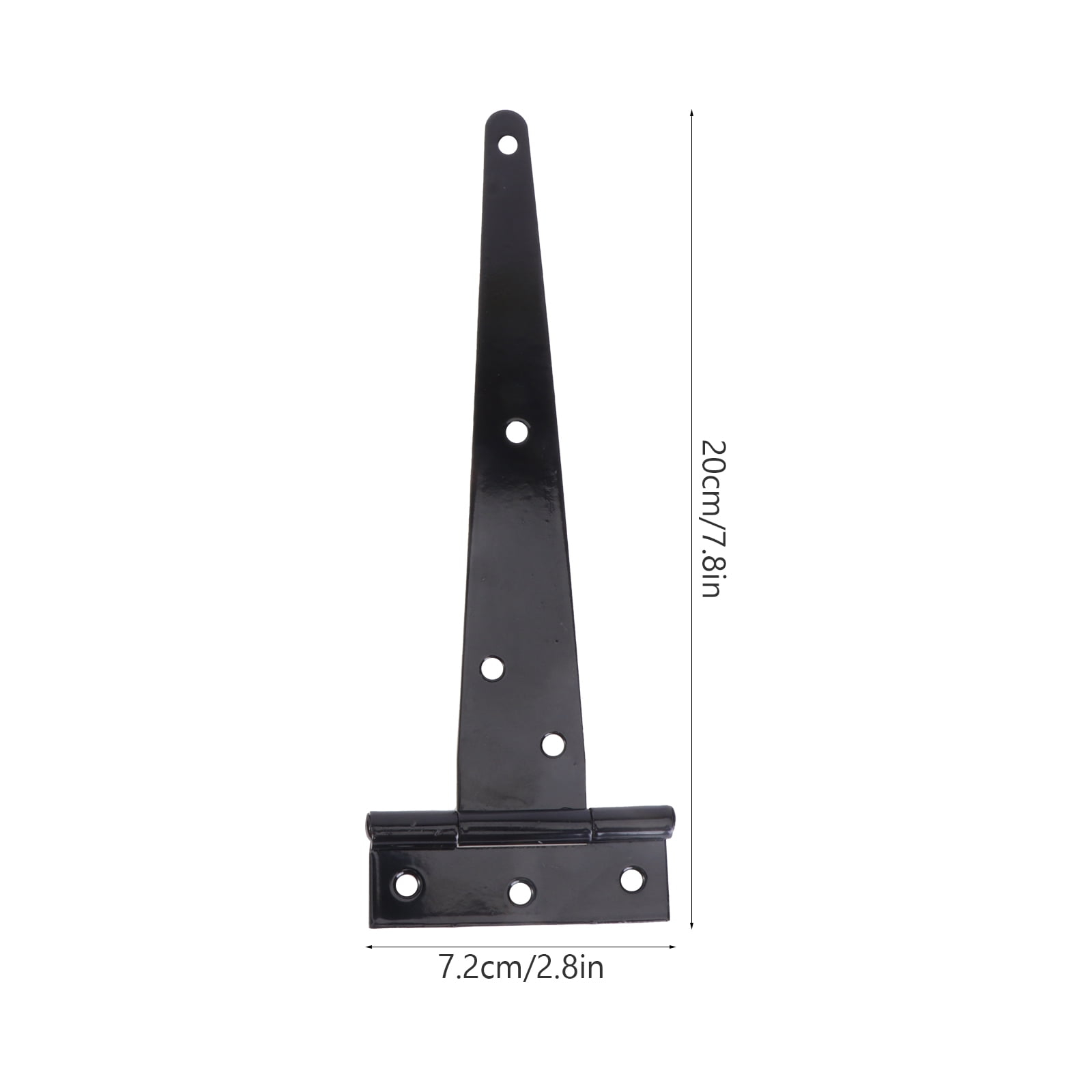 2PCS 8 Inches T Shape Rustproof Iron Light Duty Shed Hinge Gate Strap Hinge Door Gates Hinges (Black)