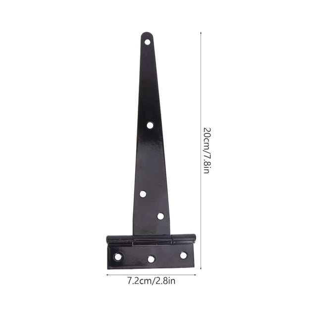 2PCS 8 Inches T Shape Rustproof Iron Light Duty Shed Hinge Gate Strap Hinge Door Gates Hinges (Black)