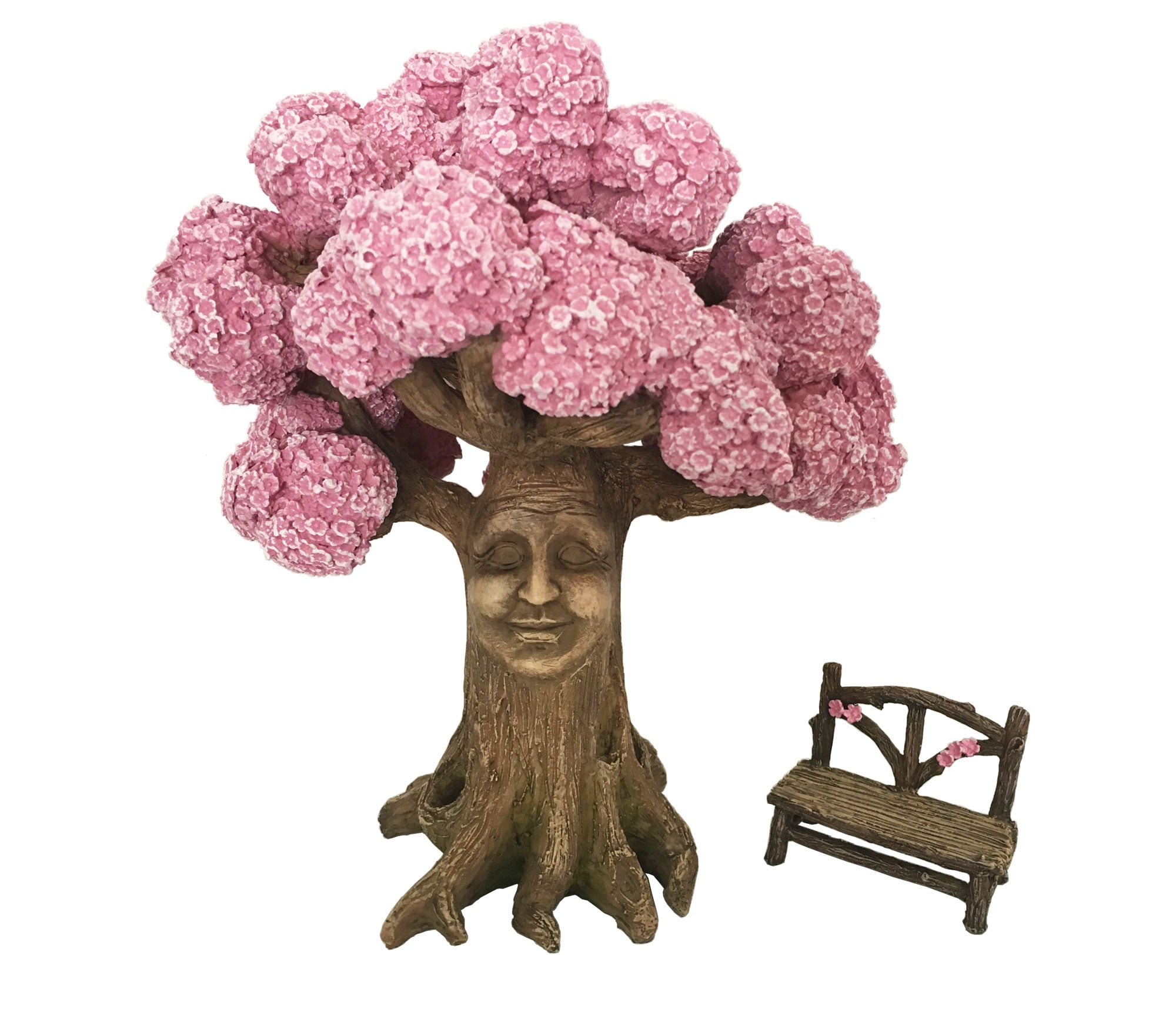 Ethan’s Magical Tree with a Matching Fairy Bench for the Enchanted Fairy Garden (9 Inch Tall) - A Fairy Garden Accessory by GlitZGlam