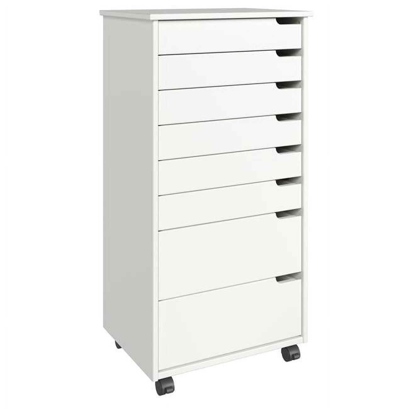 Adeptus Original Euro Roll Cart, Solid Wood, 6+2 Drawer Extra Wide Drawers Roll Carts, White
