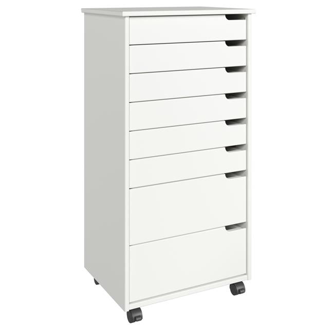 Adeptus Original Euro Roll Cart, Solid Wood, 6+2 Drawer Extra Wide Drawers Roll Carts, White