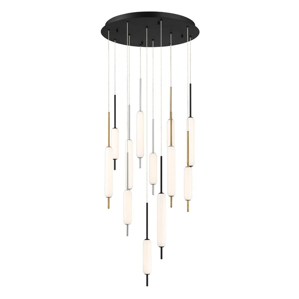 37235-031-Eurofase Lighting-Cumberland Round Chandelier 12 Light-Antique Brass/Black/Satin Nickel Finish