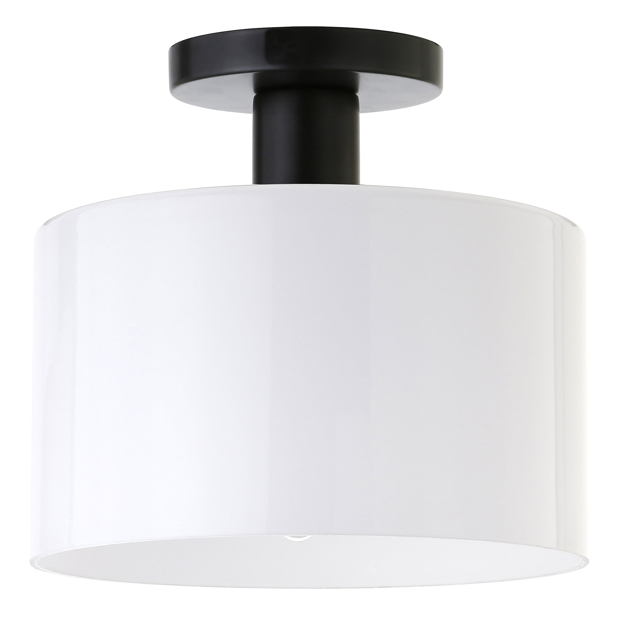 Evelyn&Zoe 10" Matte Black Metal/Glass Semi Flush Mount