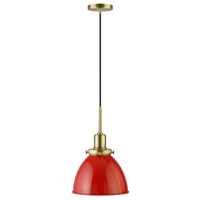 Evelyn&Zoe 12" Poppy Red/Brass Metal Pendant